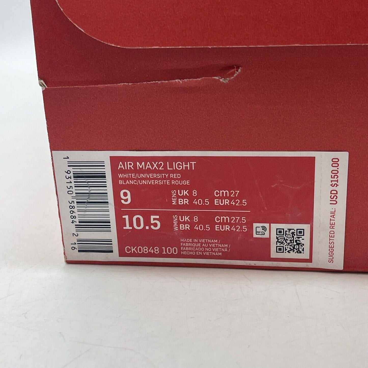 Size 9 - Nike Air Max 2 Light USA Blue Red White Suede Leather (CK0848-100)