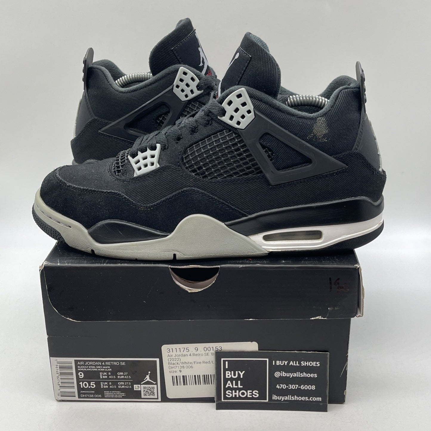 Size 9 - Air Jordan 4 Retro SE Mid Black Canvas Suede (DH7138-006)