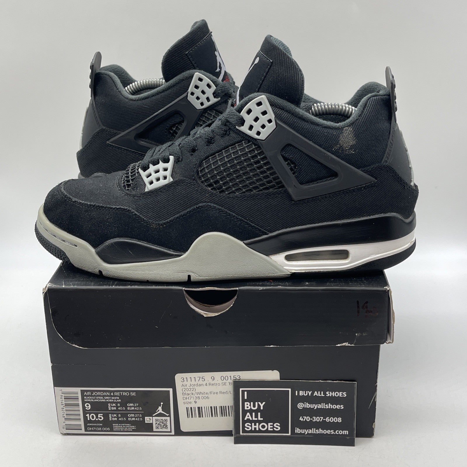 Size 9 - Air Jordan 4 Retro SE Mid Black Canvas Suede (DH7138-006)
