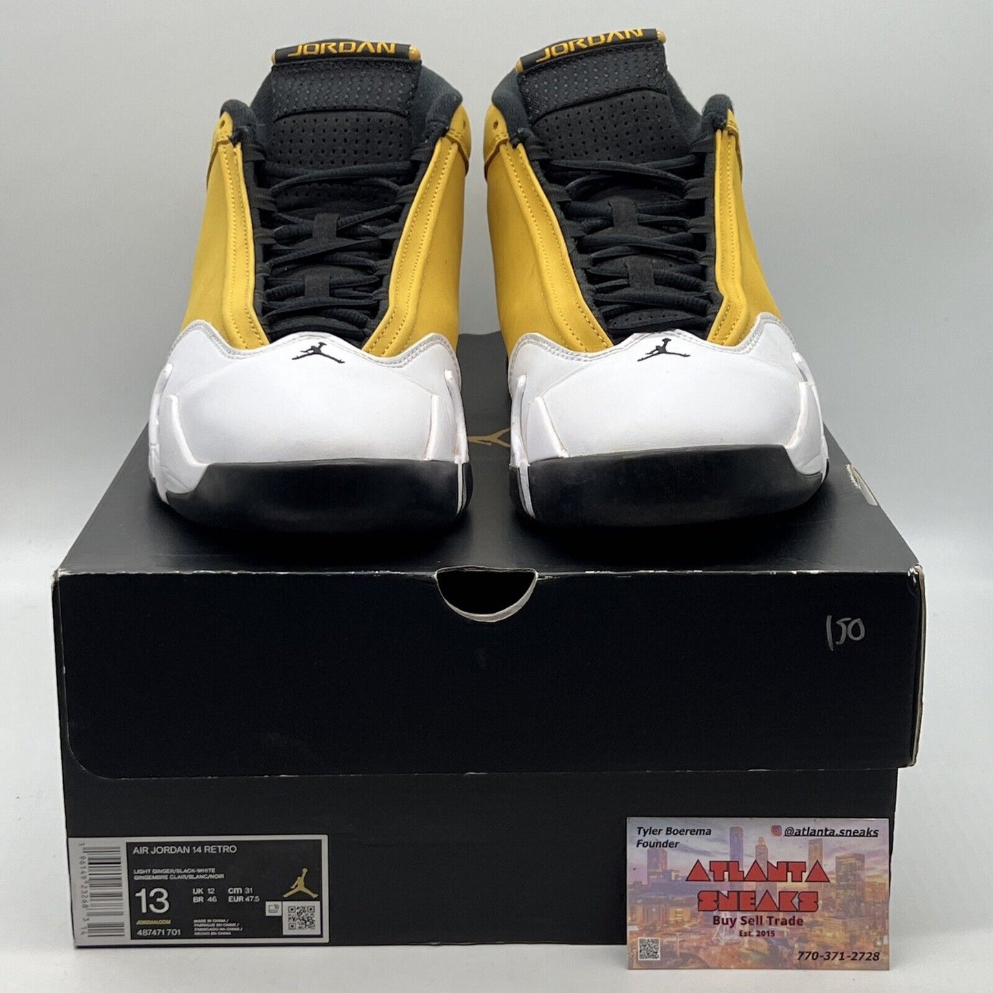 Size 13 - Jordan 14 Retro Light Ginger 2022 White Black Suede (487471-701)