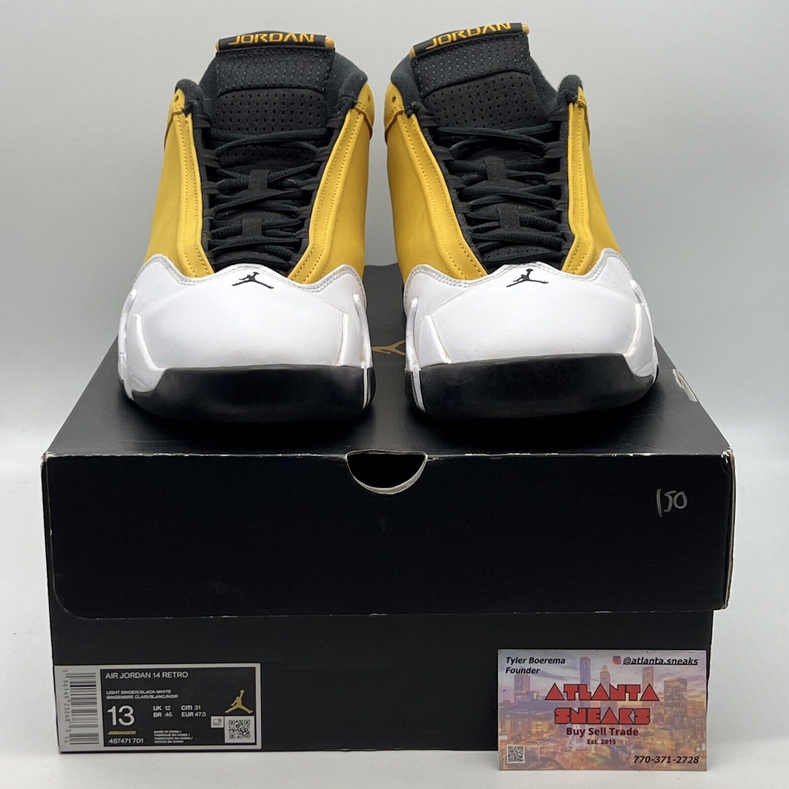 Size 13 - Jordan 14 Retro Light Ginger 2022 White Black Suede (487471-701)