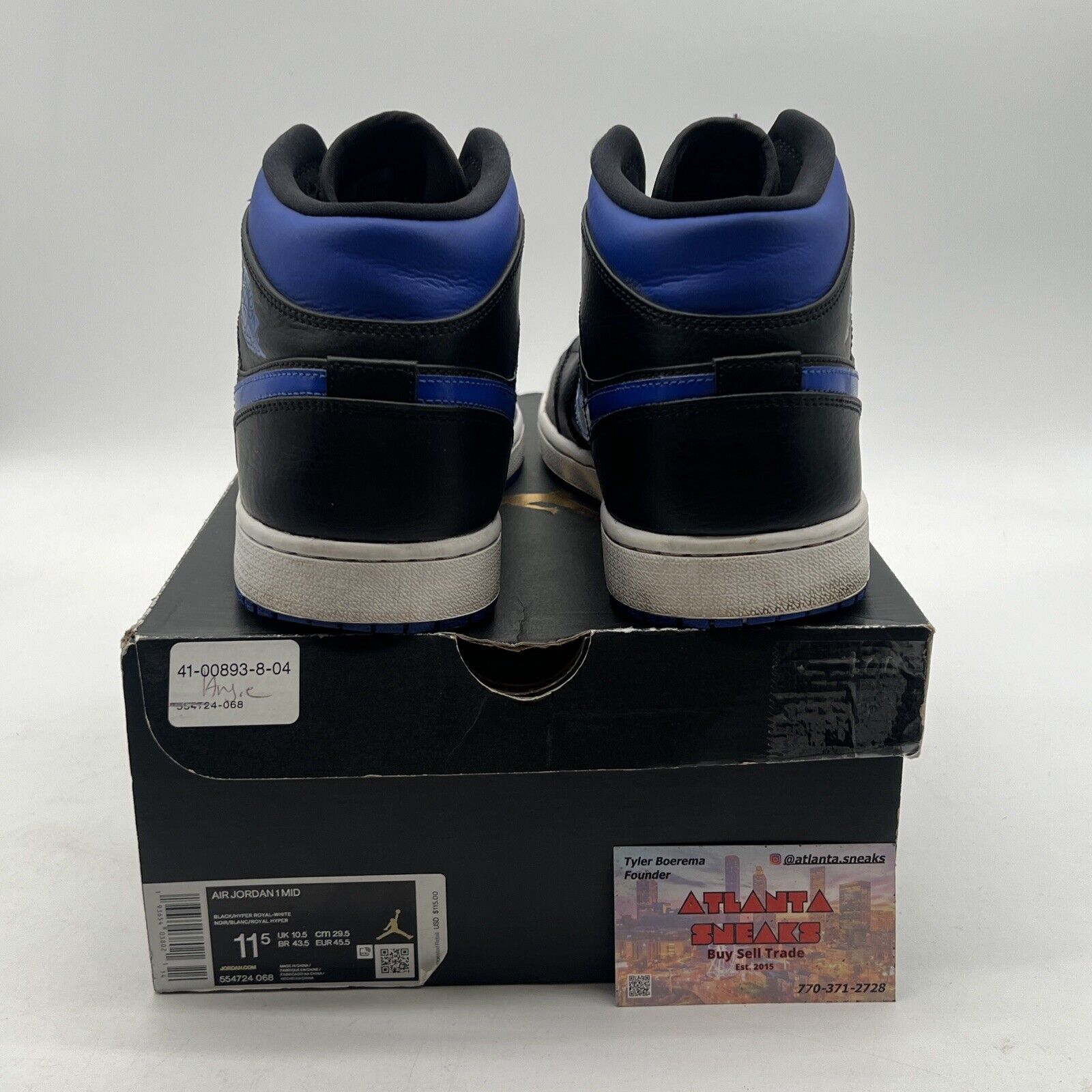 Size 11.5 - Air Jordan 1 Mid Black Hyper Royal (554724-068)