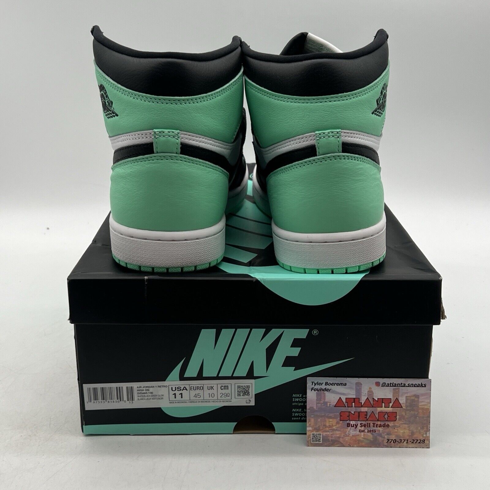 Size 11 - Air Jordan 1 Retro OG High Green Glow White Black Leather.(DZ5495-130)