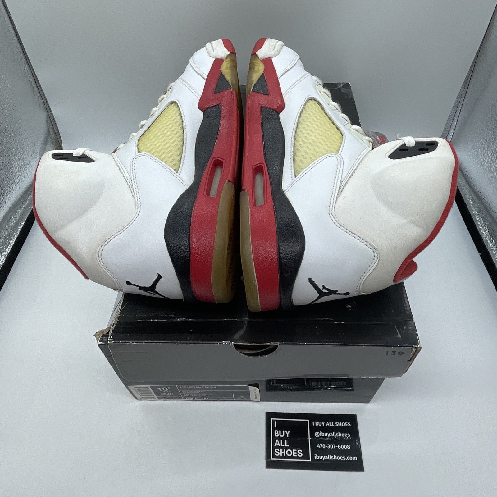 Size 10.5 - Air Jordan 5 Retro 2006 Fire Red White Leather (136027-162)
