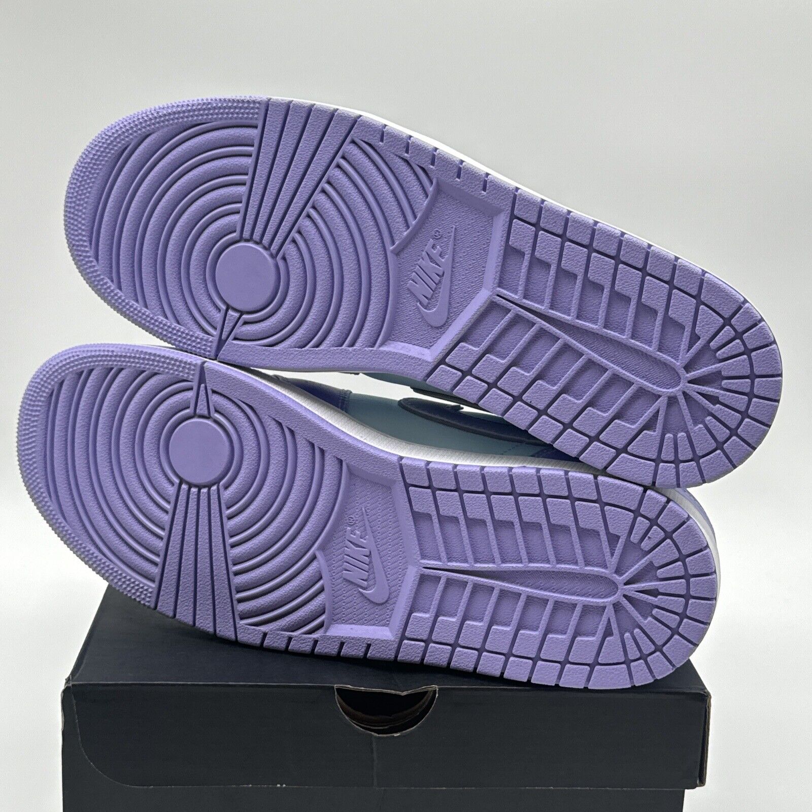 Size 12 - Jordan 1 Mid Purple Aqua Blue Leather White Midsole Fun Colors Bright