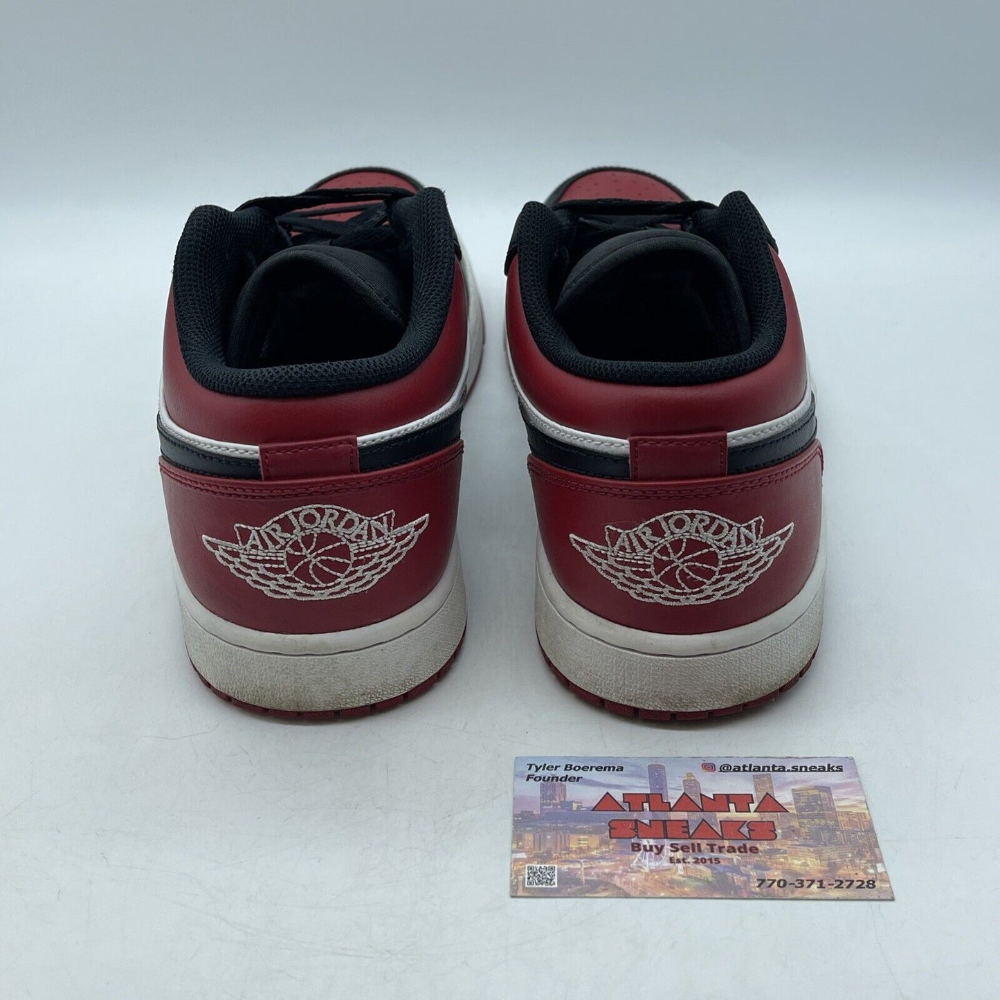 Size 10.5 - Jordan 1 Low Bred Toe Red Black White (553558-612)