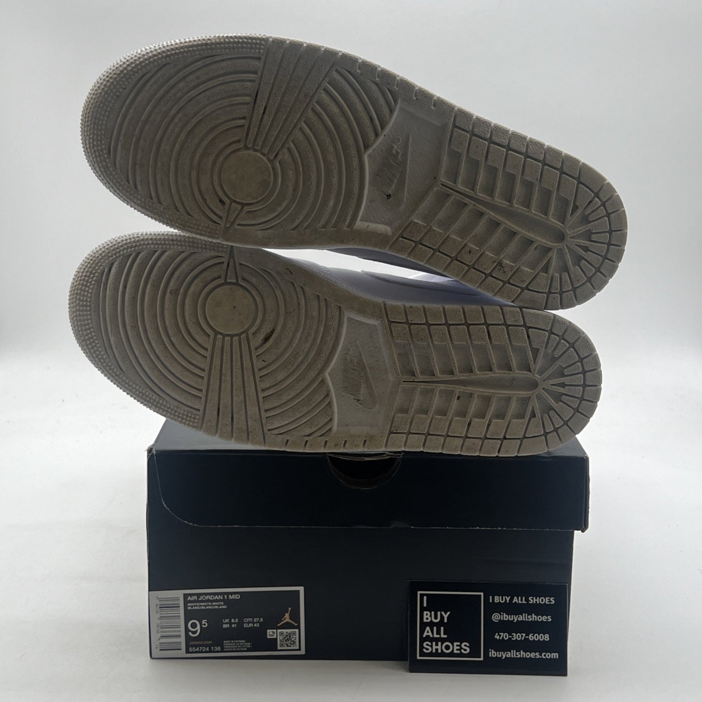 Size 9.5 - Air Jordan 1 Mid Triple White (554724-136)