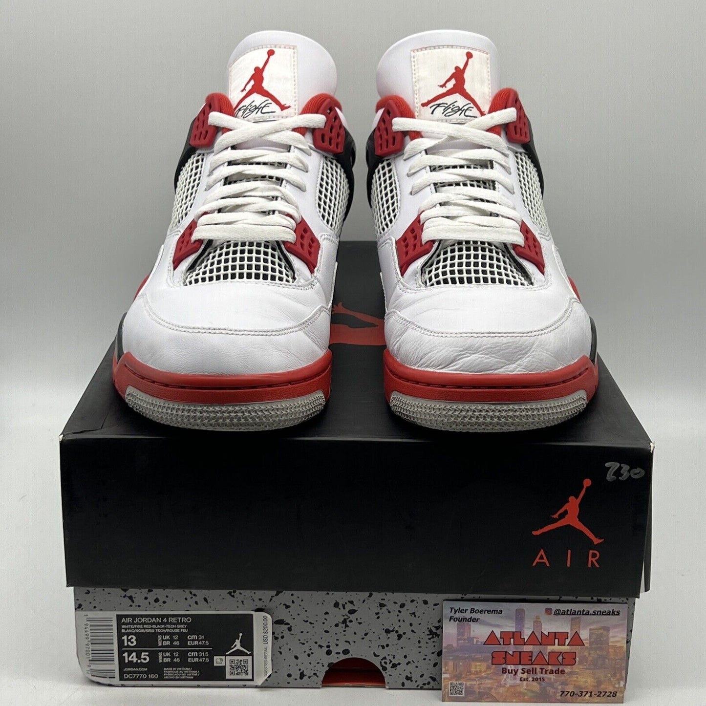 Size 13 - Jordan 4 Retro OG Mid Fire Red Black Red White Leather (DC7770-160)