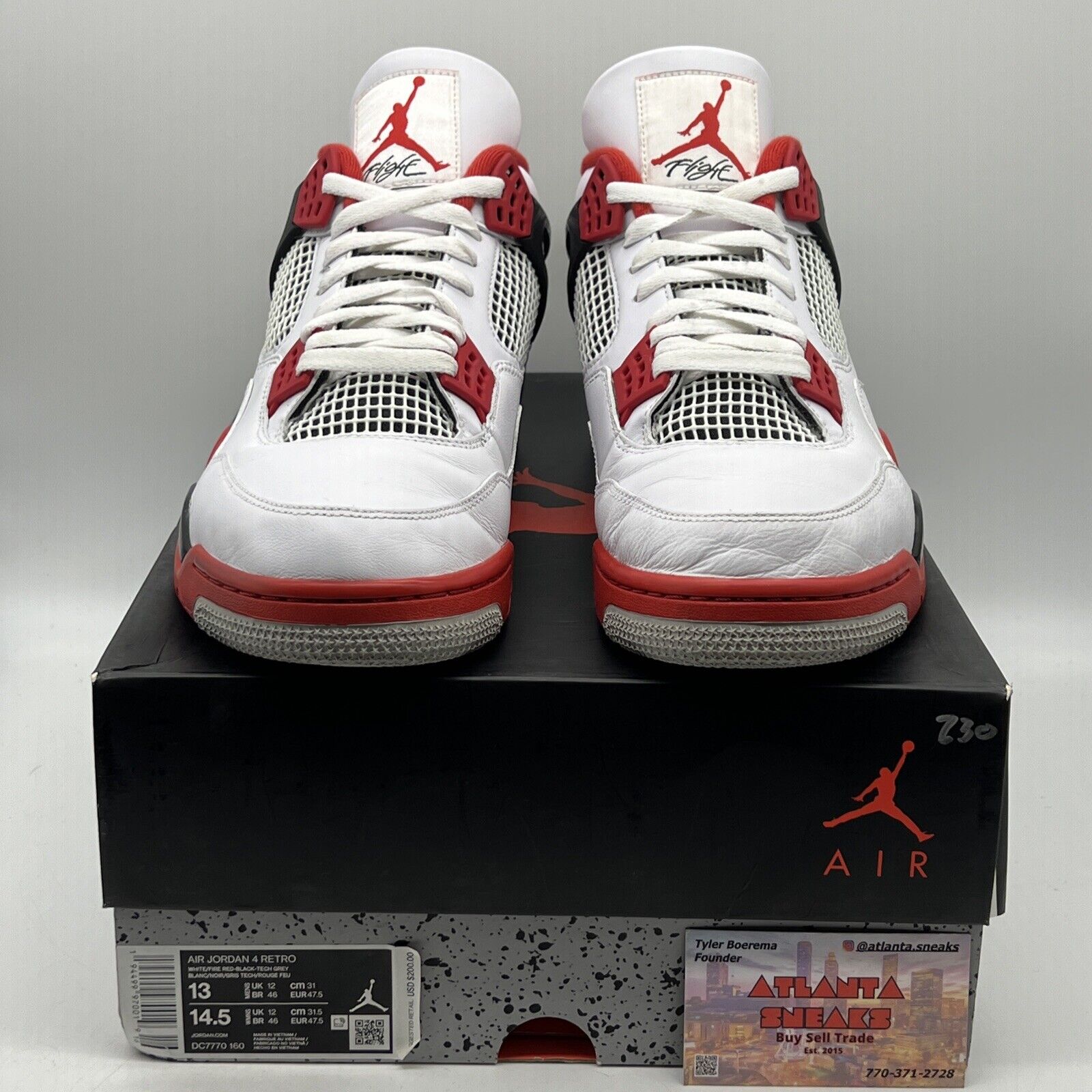 Size 13 - Jordan 4 Retro OG Mid Fire Red Black Red White Leather (DC7770-160)