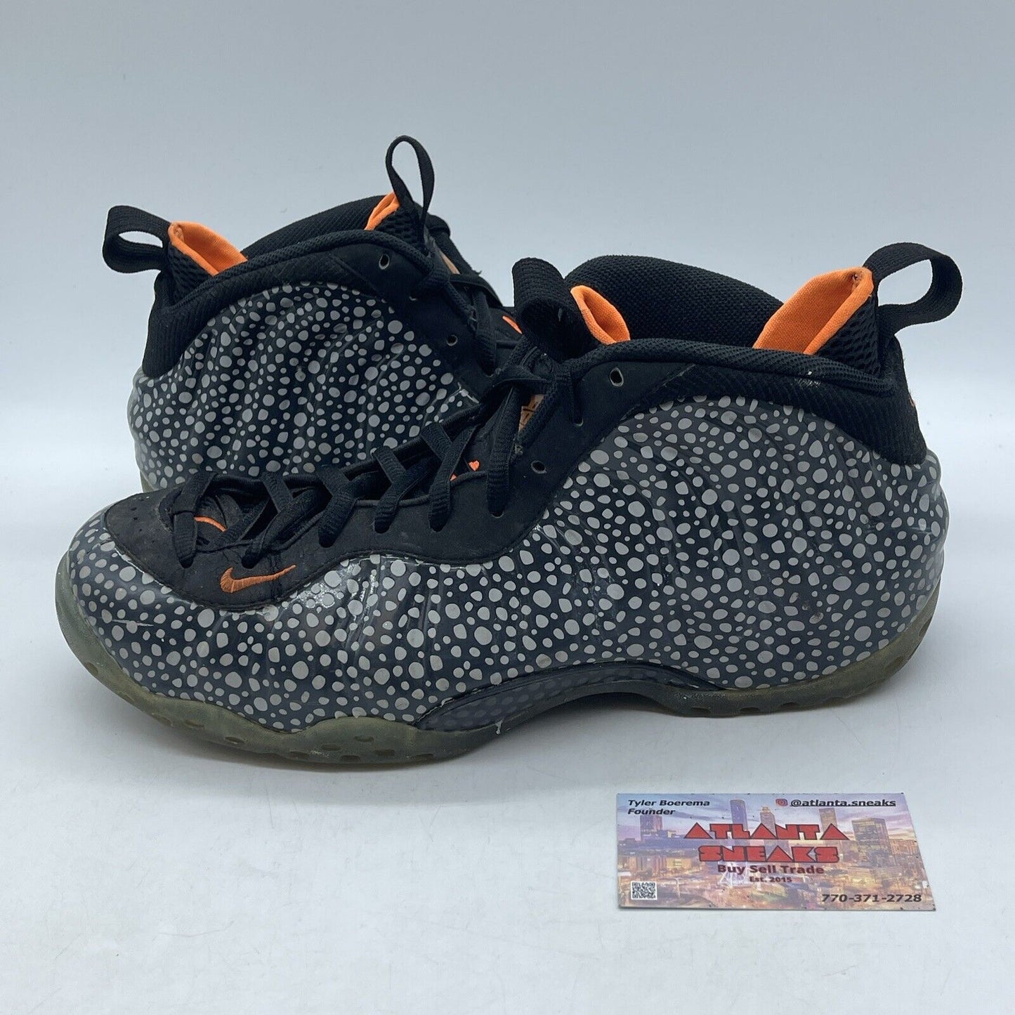 Size 11 - Nike Air Foamposite One Prm Safari Black Grey Orange (575420-003)
