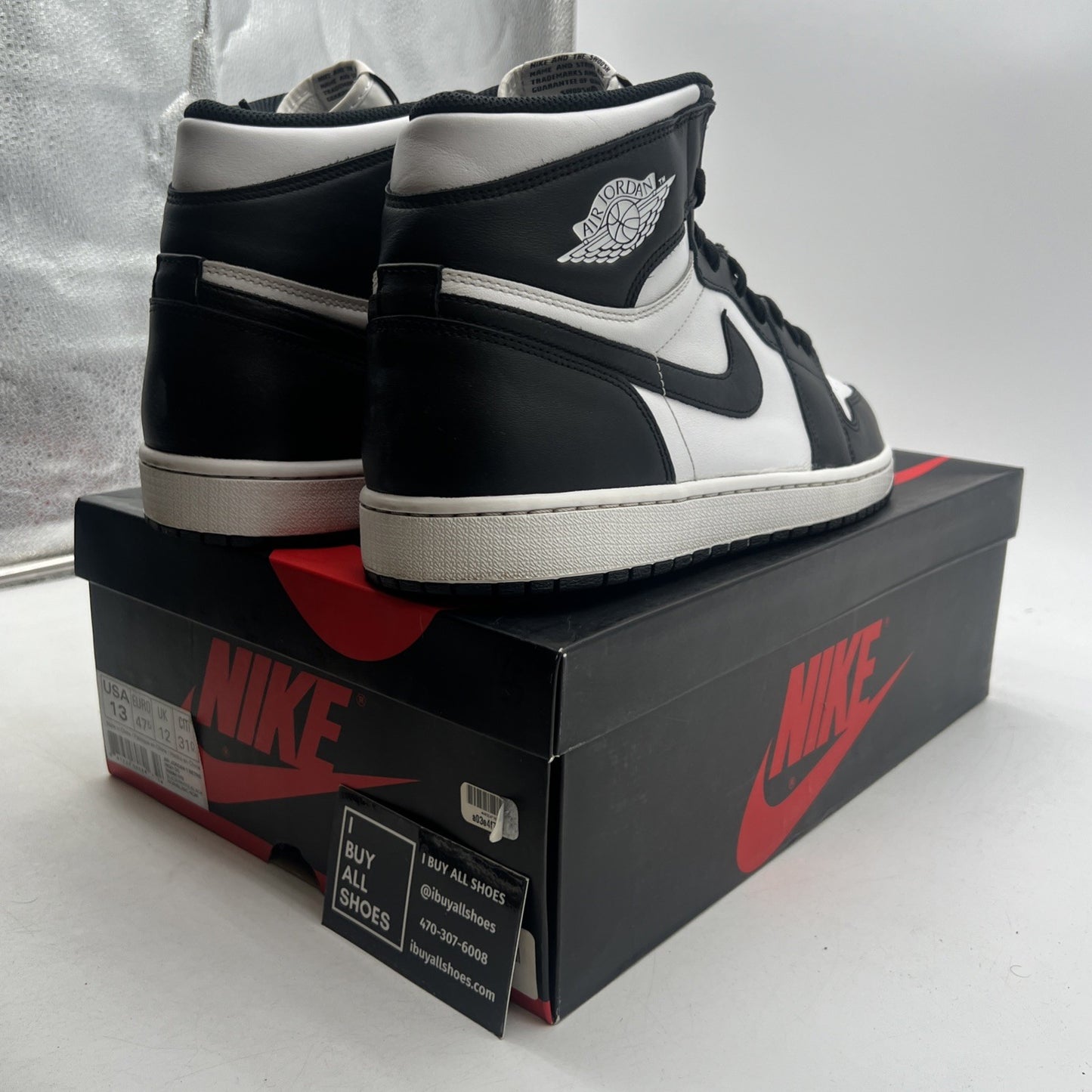 Size 13 - Air Jordan 1 Retro OG 2014 High Black White (555088-010)