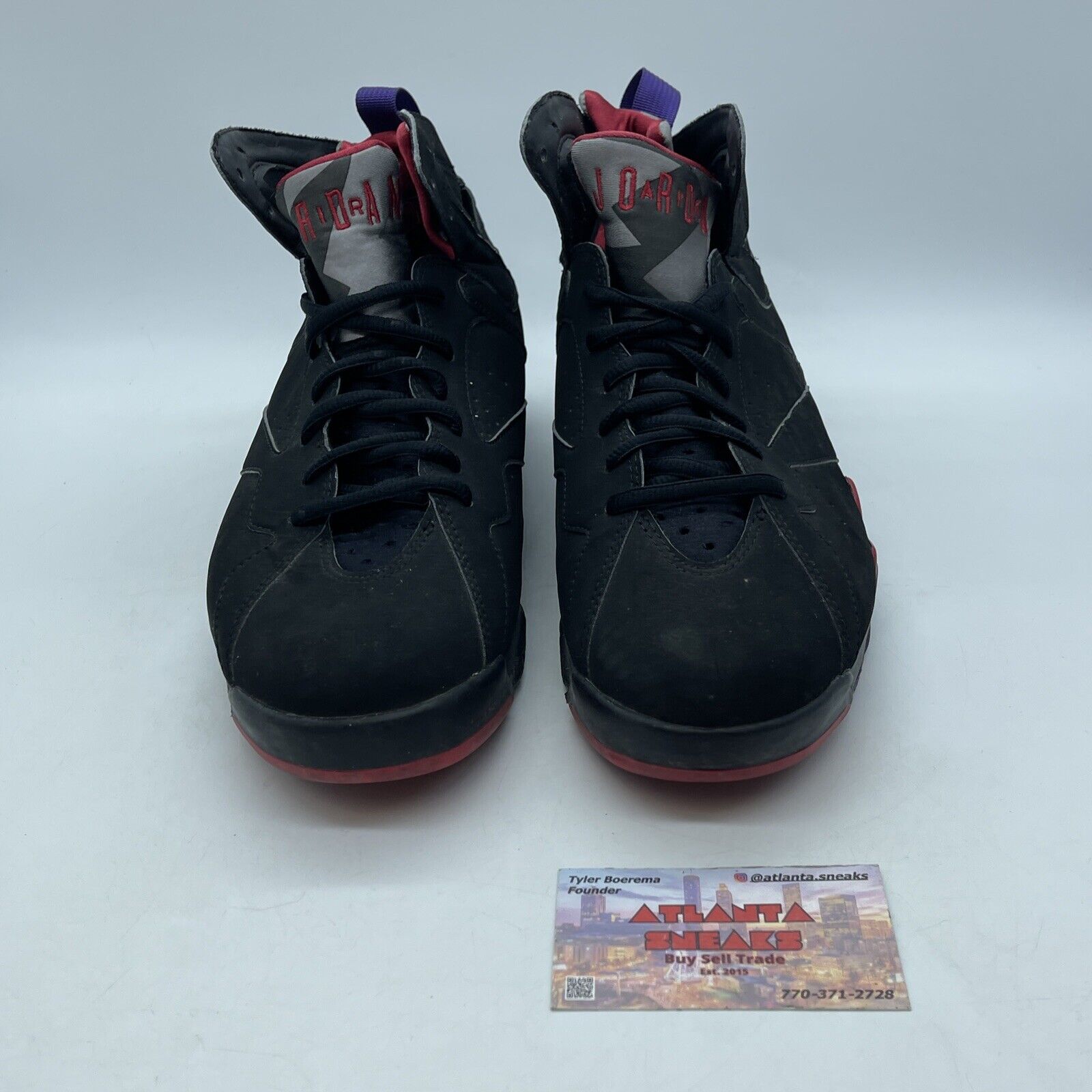 Size 9 - Air Jordan 7 Retro 2012 Raptor Black Red Purple Suede (304775-018)