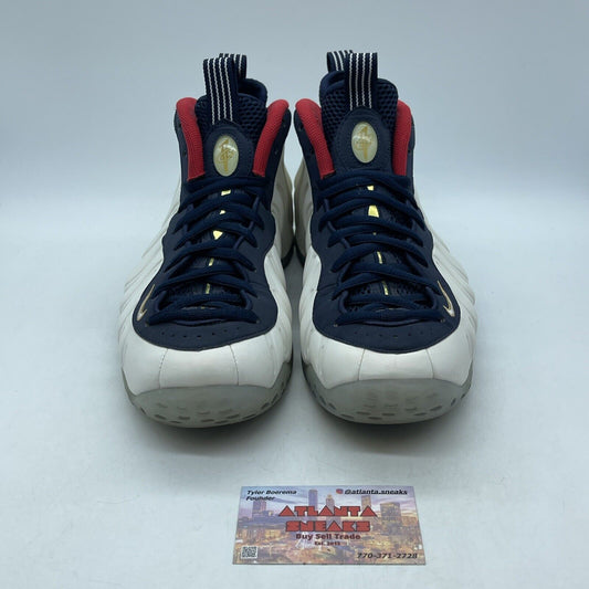 Size 10.5 - Nike Air Foamposite One PRM Olympic White Gold Blue (575420-400)