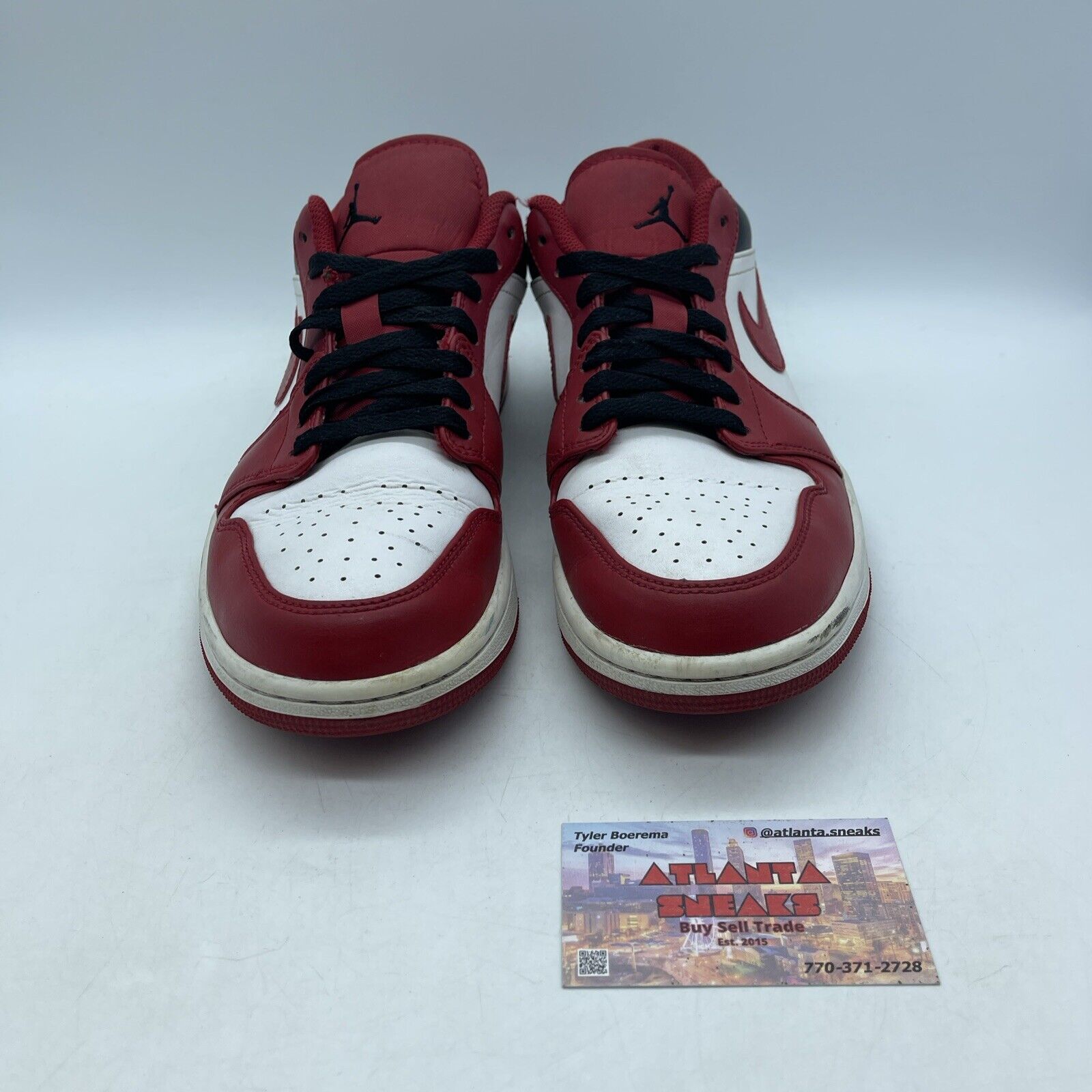 Size 9.5 - Jordan 1 Low Reverse Black Toe White Red Leather (553558-163)