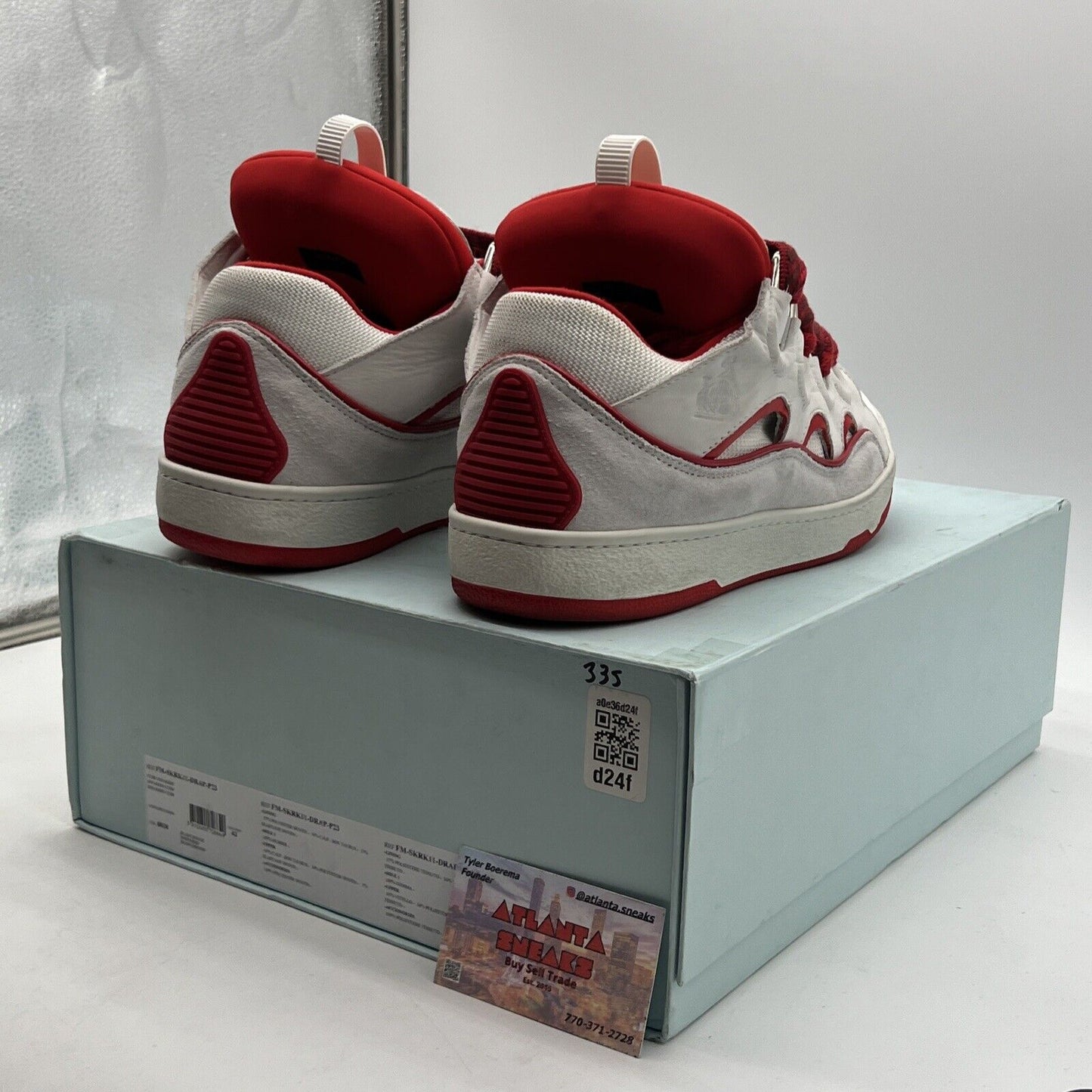 Size 10 - Lanvin Wmns Curb Sneakers White Red (FM-SKRK11-DRAP-P23)