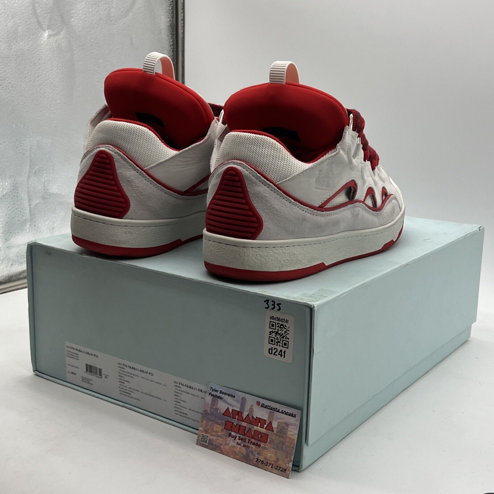 Size 10 - Lanvin Wmns Curb Sneakers White Red (FM-SKRK11-DRAP-P23)