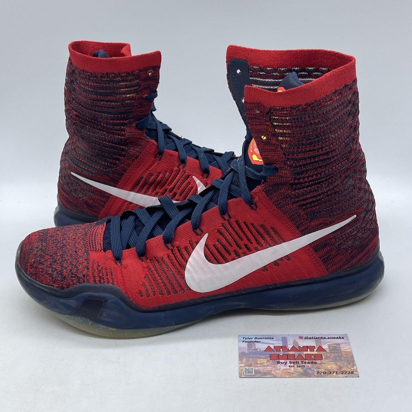 Size 14 - Nike Kobe 10 Elite High American Blue White Red Suede (718763-614)