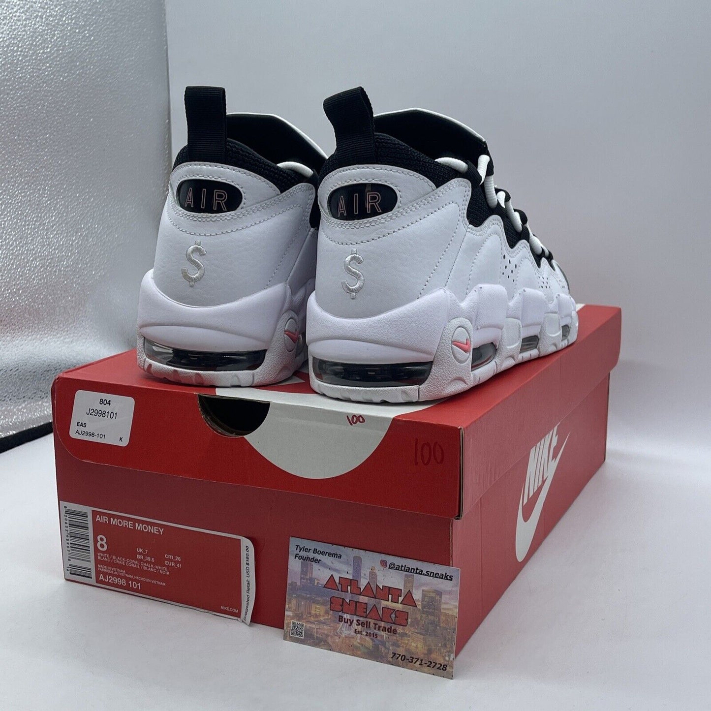 Size 8 - Nike Air More Money Piggy Bank Pink White Leather (AJ2998-101)