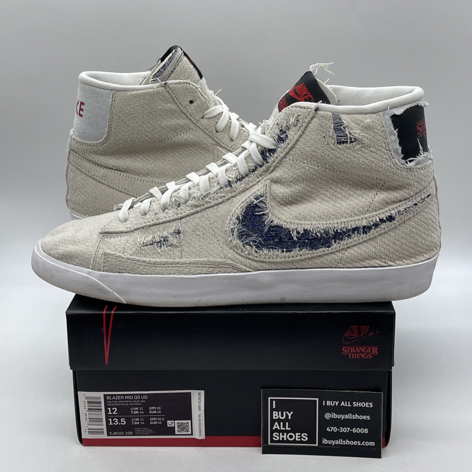 Size 12 - Nike Stranger Things x Blazer QS Mid Upside Down Grey (CJ6102-100)