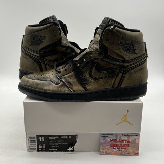 Size 11 - Air Jordan 1 Retro OG High Wings Black Gold (AA2887-035)
