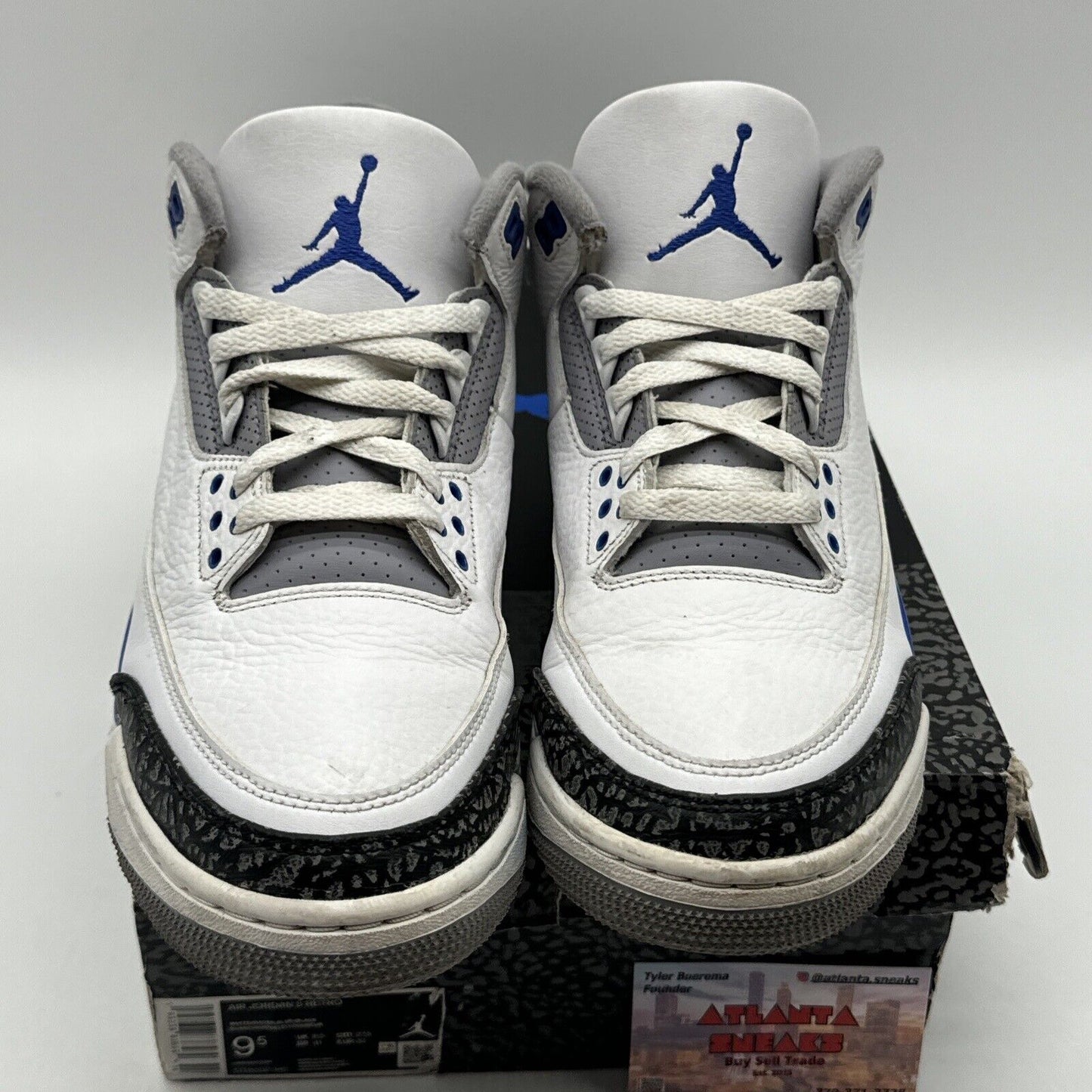 Size 9.5 - Jordan 3 Retro Mid Racer Blue White Leather 3m Black OG All Retro Mj