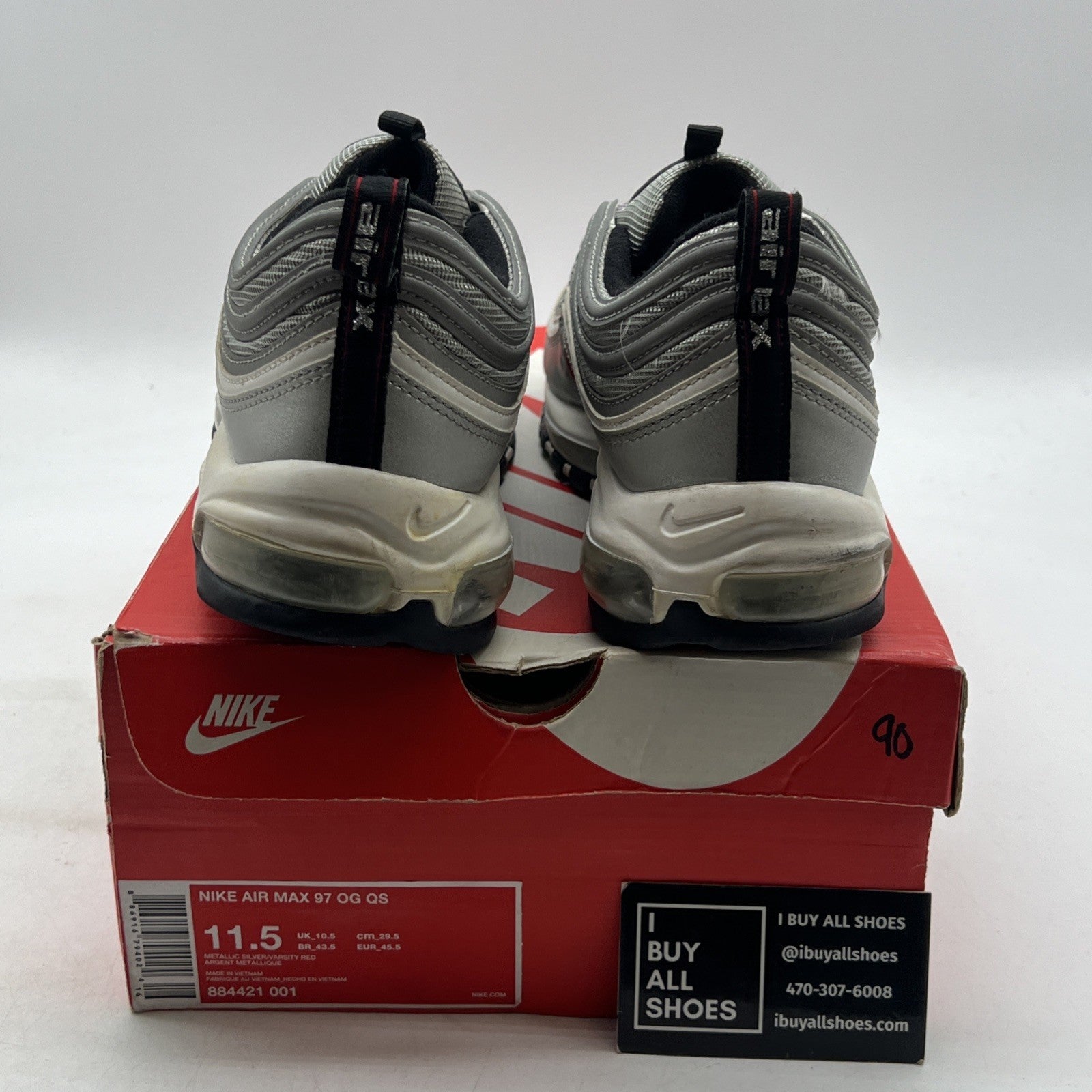 Size 11.5 - Nike Air Max 97 OG QS 2017 Silver Bullet (884421-001)