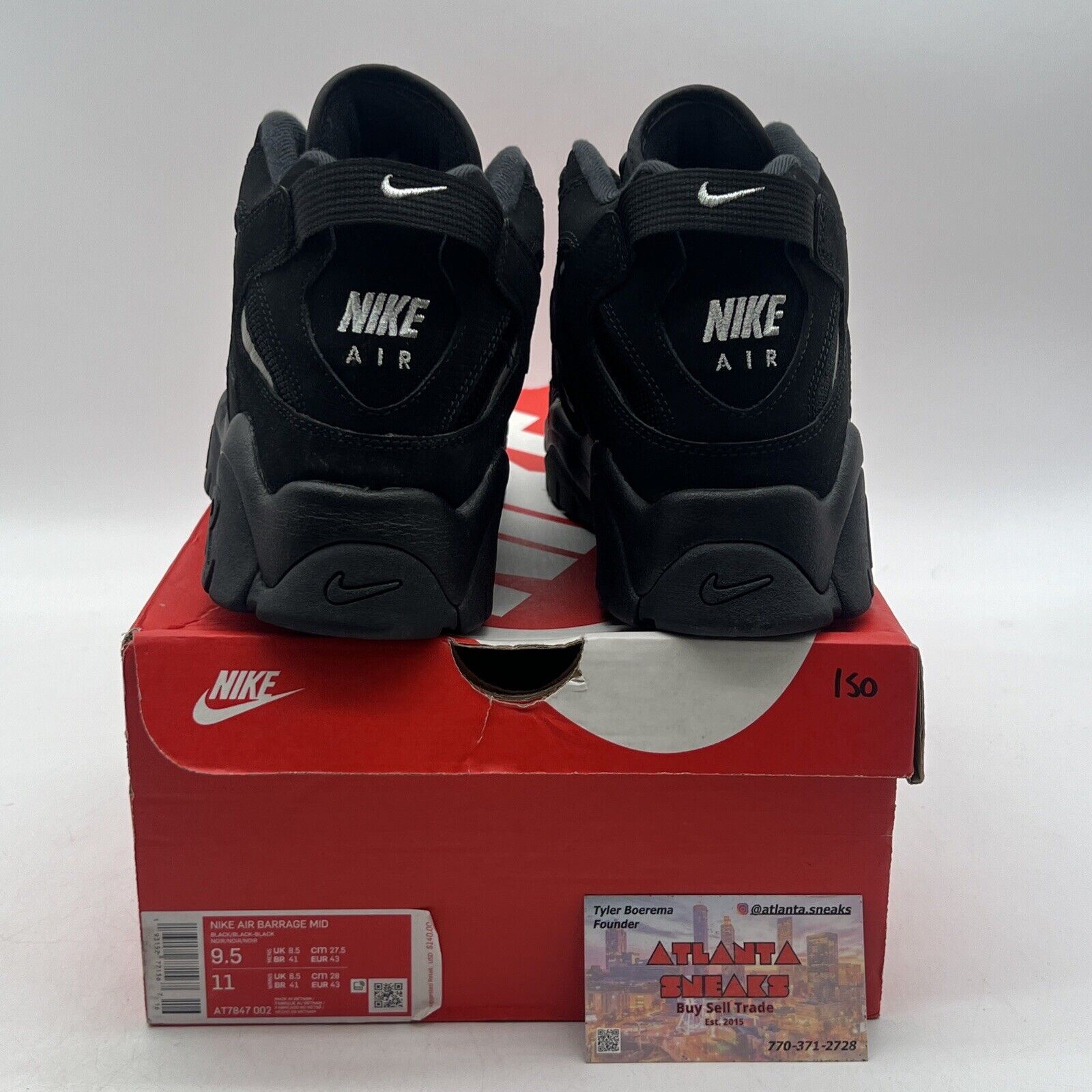 Size 9.5 - Nike Air Barrage Mid Black White Suede (AT7847-002)