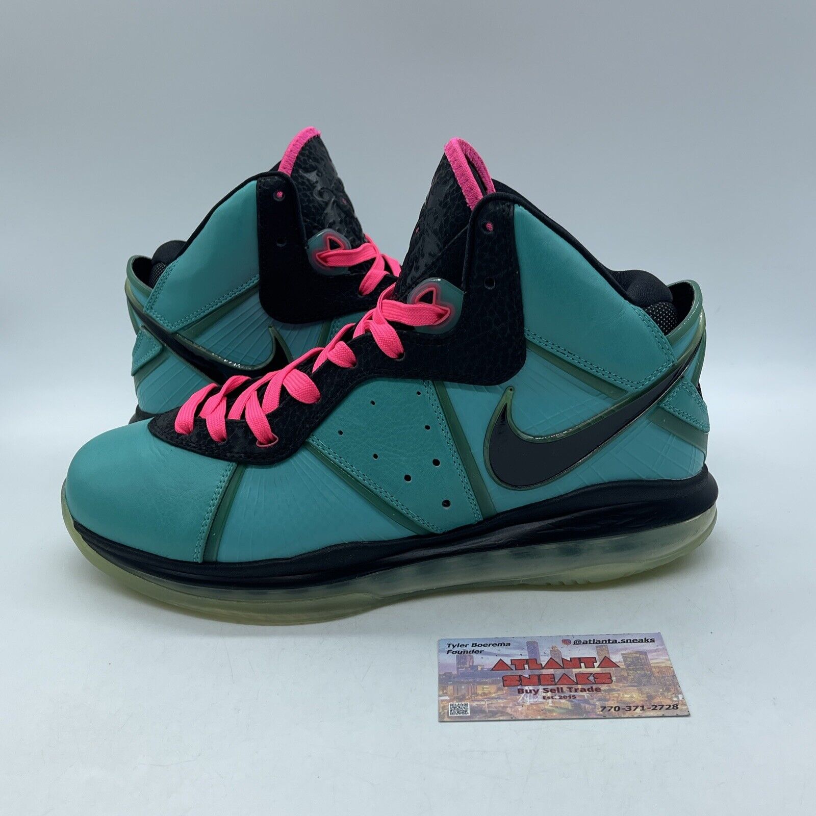 Size 10 - Nike LeBron 8 2010 South Beach Blue Leather Black Suede (417098-401)