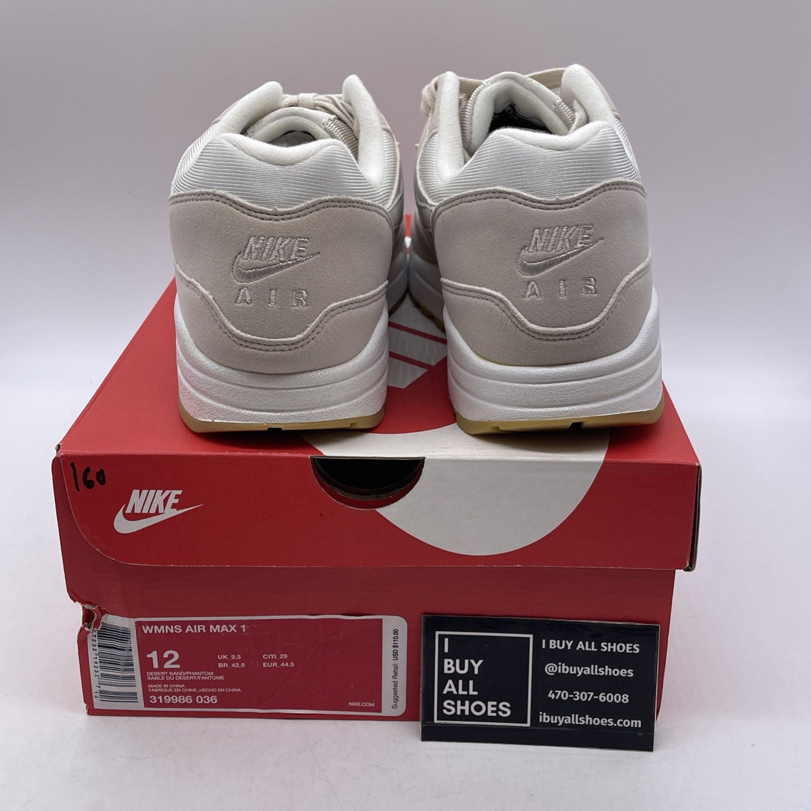 Size 12W - Nike Air Max 1 Desert Sand (319986-036)