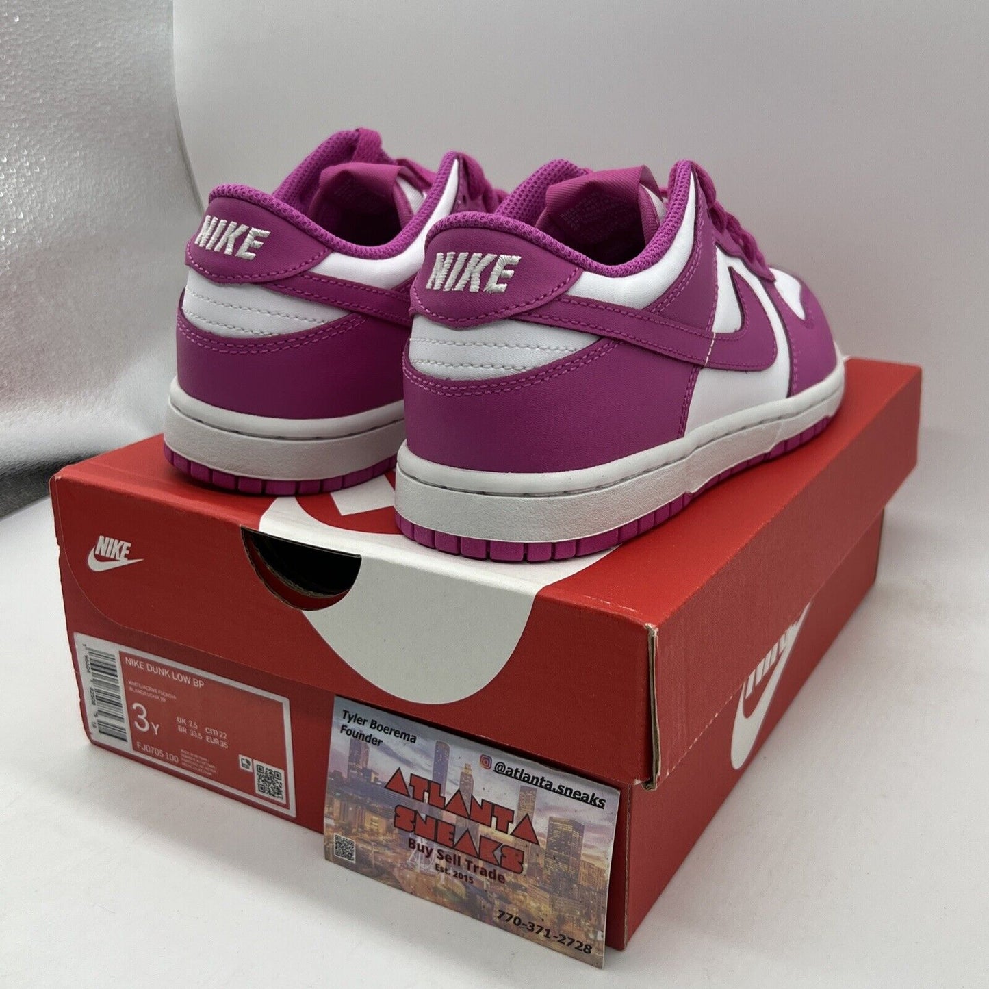 [FJ0705-100] Preschool Nike DUNK LOW 'ACTIVE FUCHSIA (PS)' Size 3Y Brand New DS