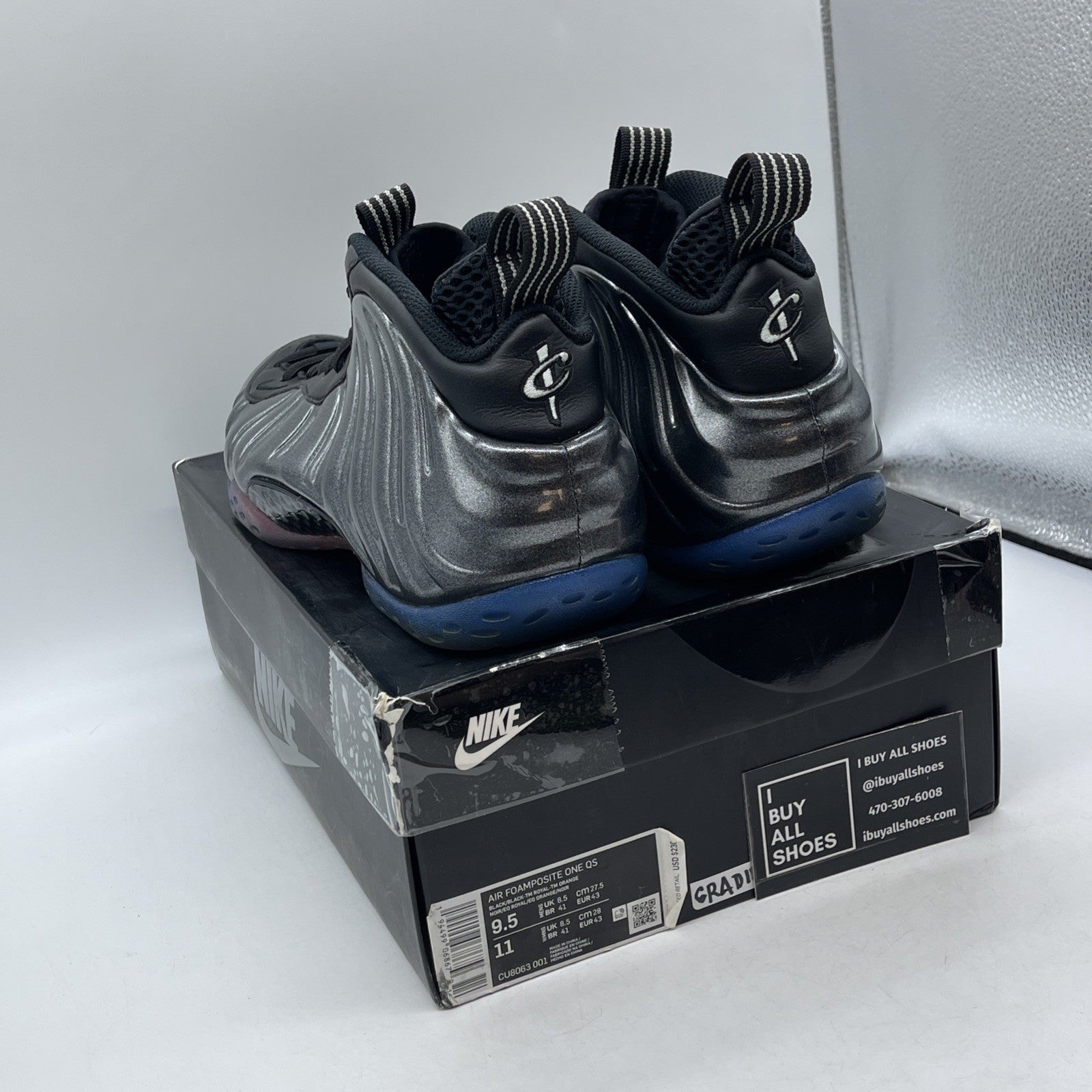 Size 9.5 - Nike Air Foamposite One QS Gradient Soles Grey Suede (CU8063-001)