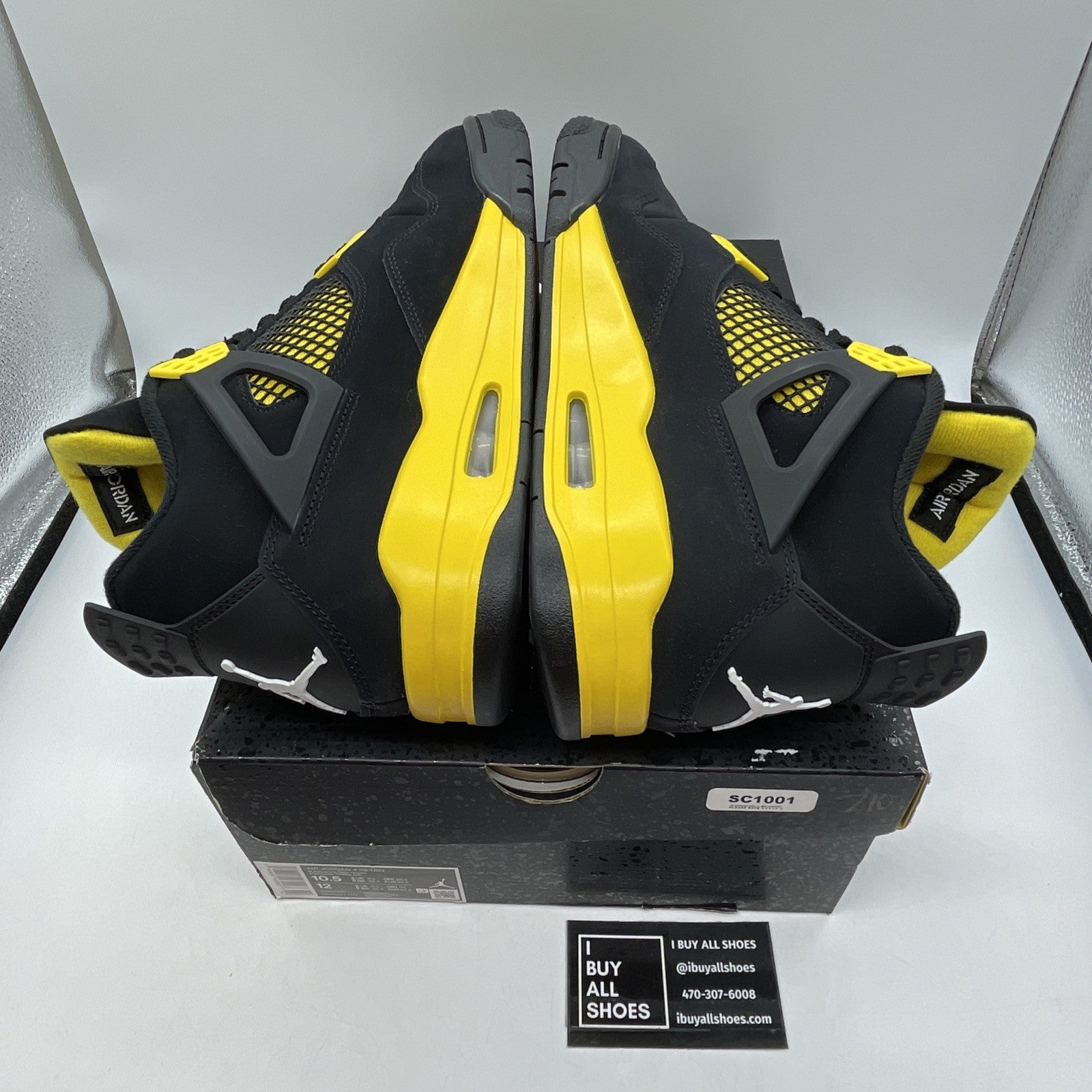 Size 10.5 - Jordan 4 Retro Mid Thunder Black Yellow White Suede (DH6927-017)