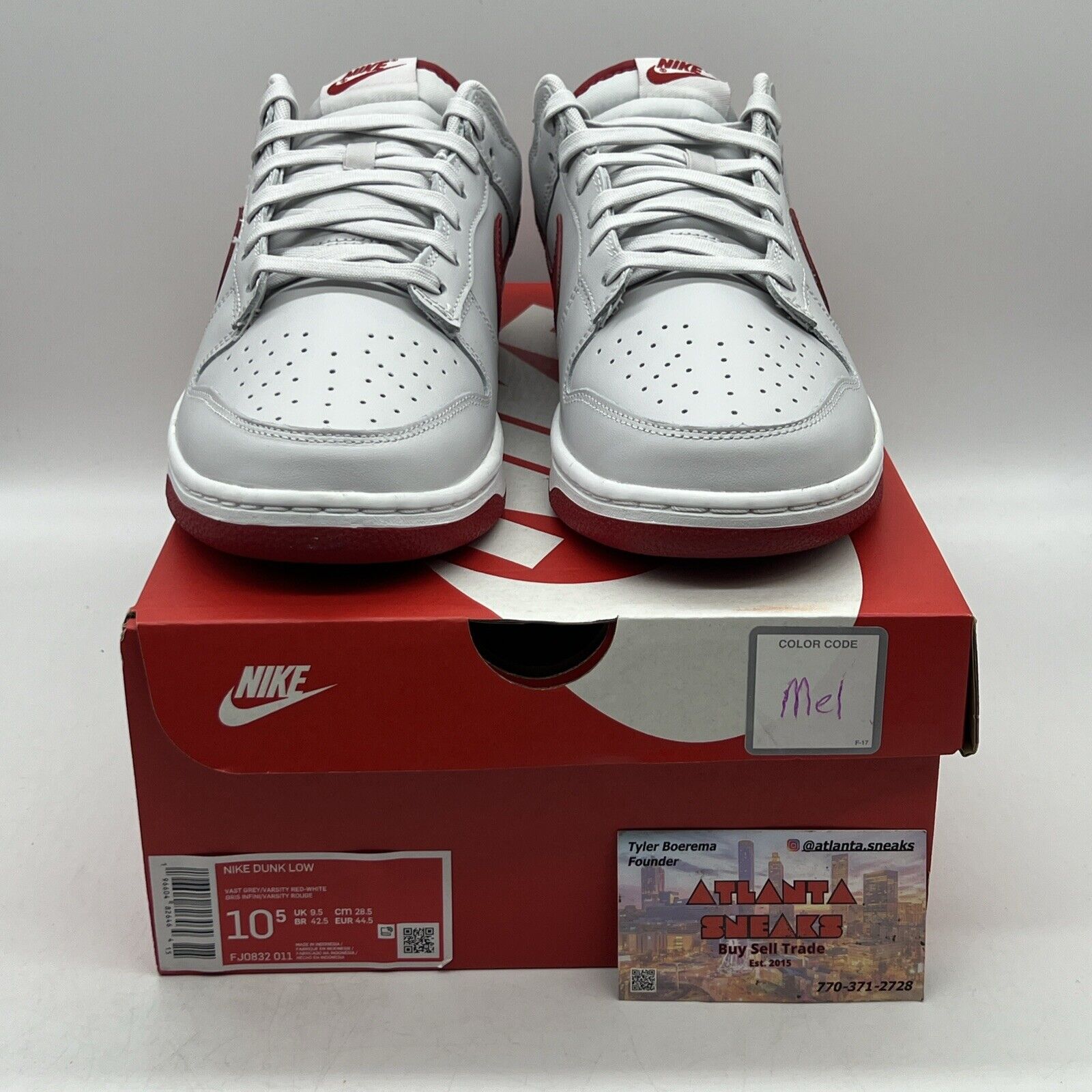 Size 10.5 - Nike Dunk Low Vast Grey Varsity Red Brand New Og All