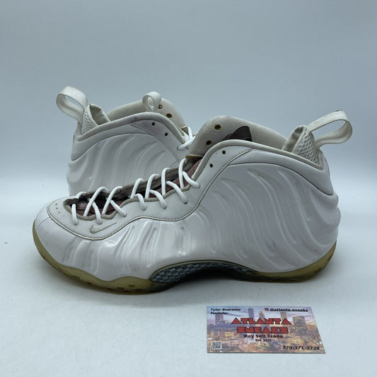 Size 9.5 - Nike Air Foamposite One White Out Silver Suede Leather (314996-100)