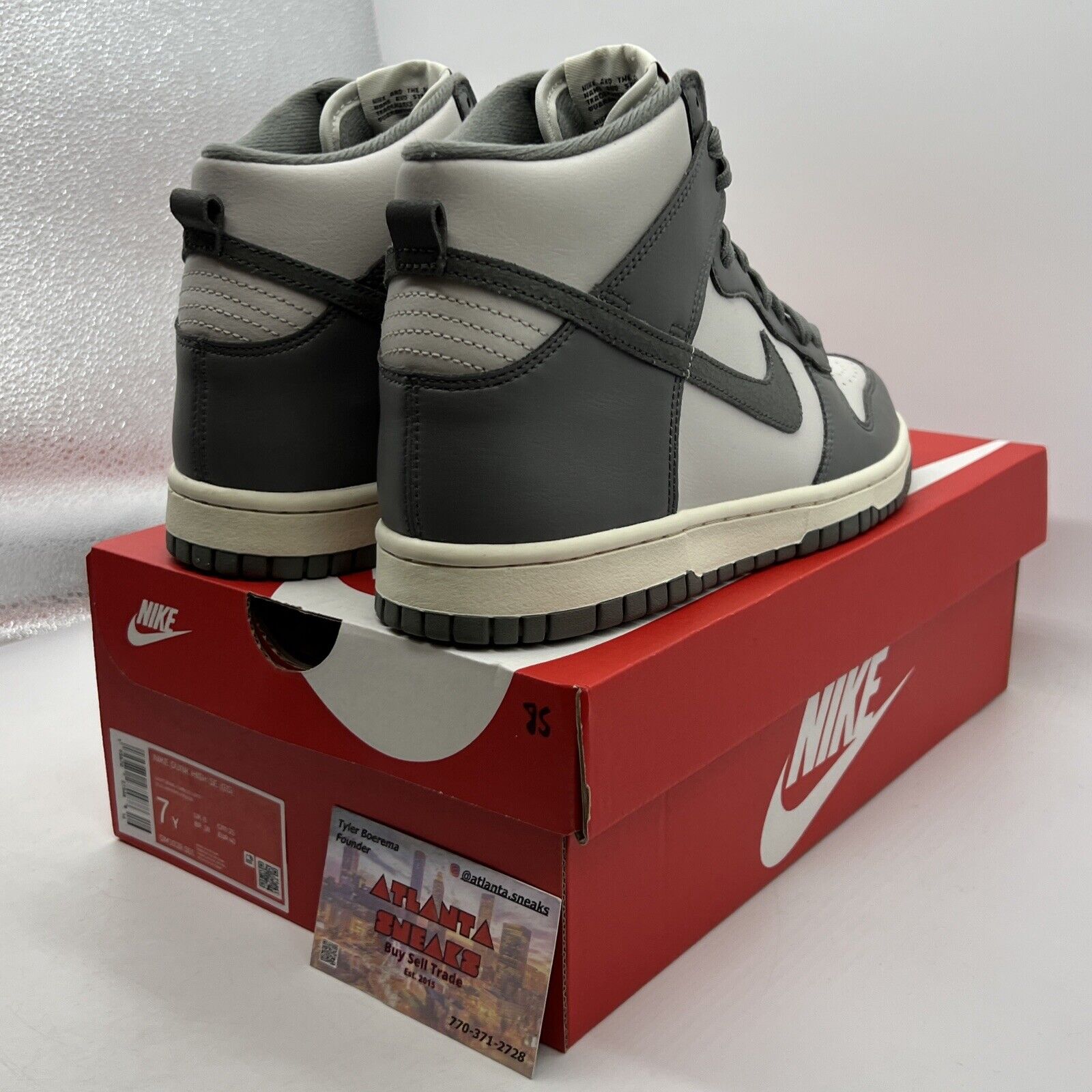 Size 6.5 - Nike Dunk SE High Light Bone Tumbled Grey Leather (DM1028-001)