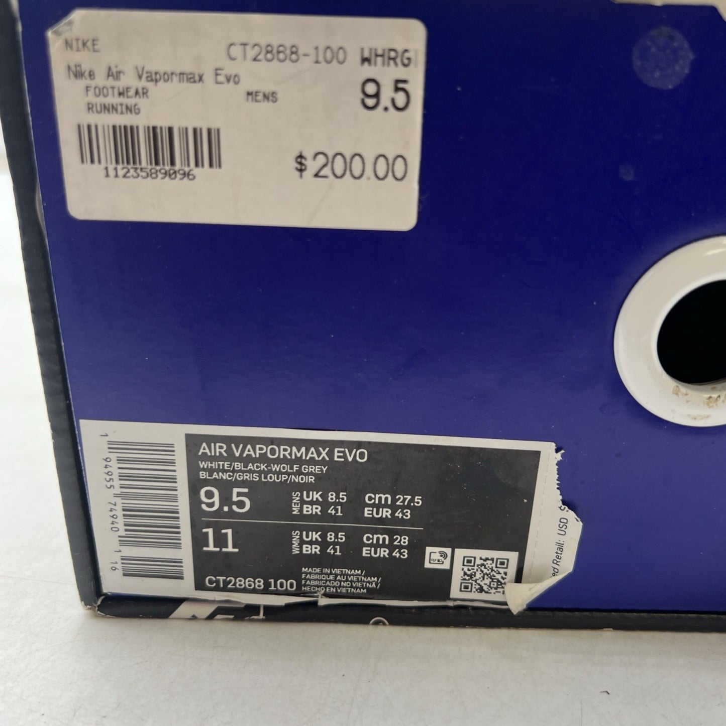 Size 9.5 - Nike Air VaporMax EVO White Black (CT2868-100)