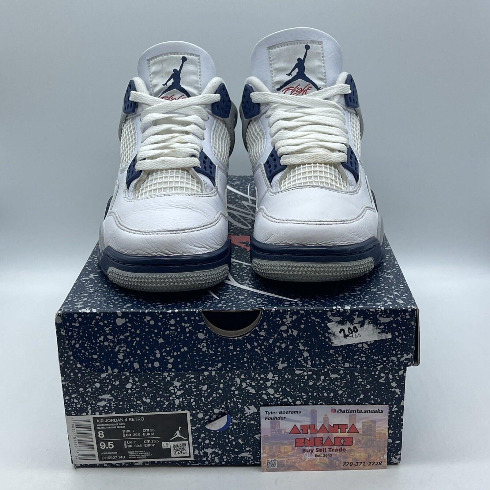 Size 8 - Jordan 4 Retro Mid Midnight Navy White Grey Leather (DH6927-140)