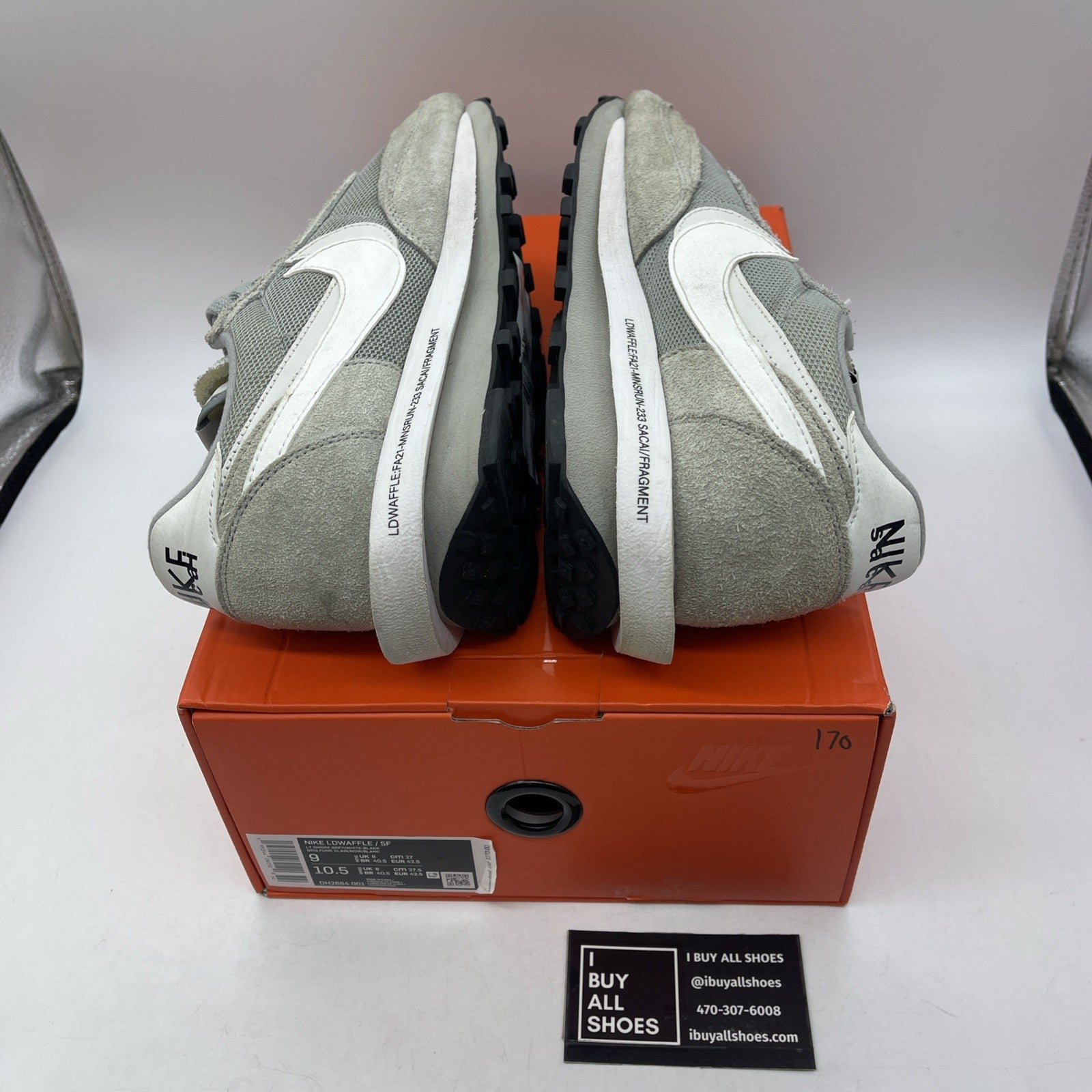 Size 9 - Nike LDV Waffle x Fragment Design x Sacai Gray Suede (DH2684-001)