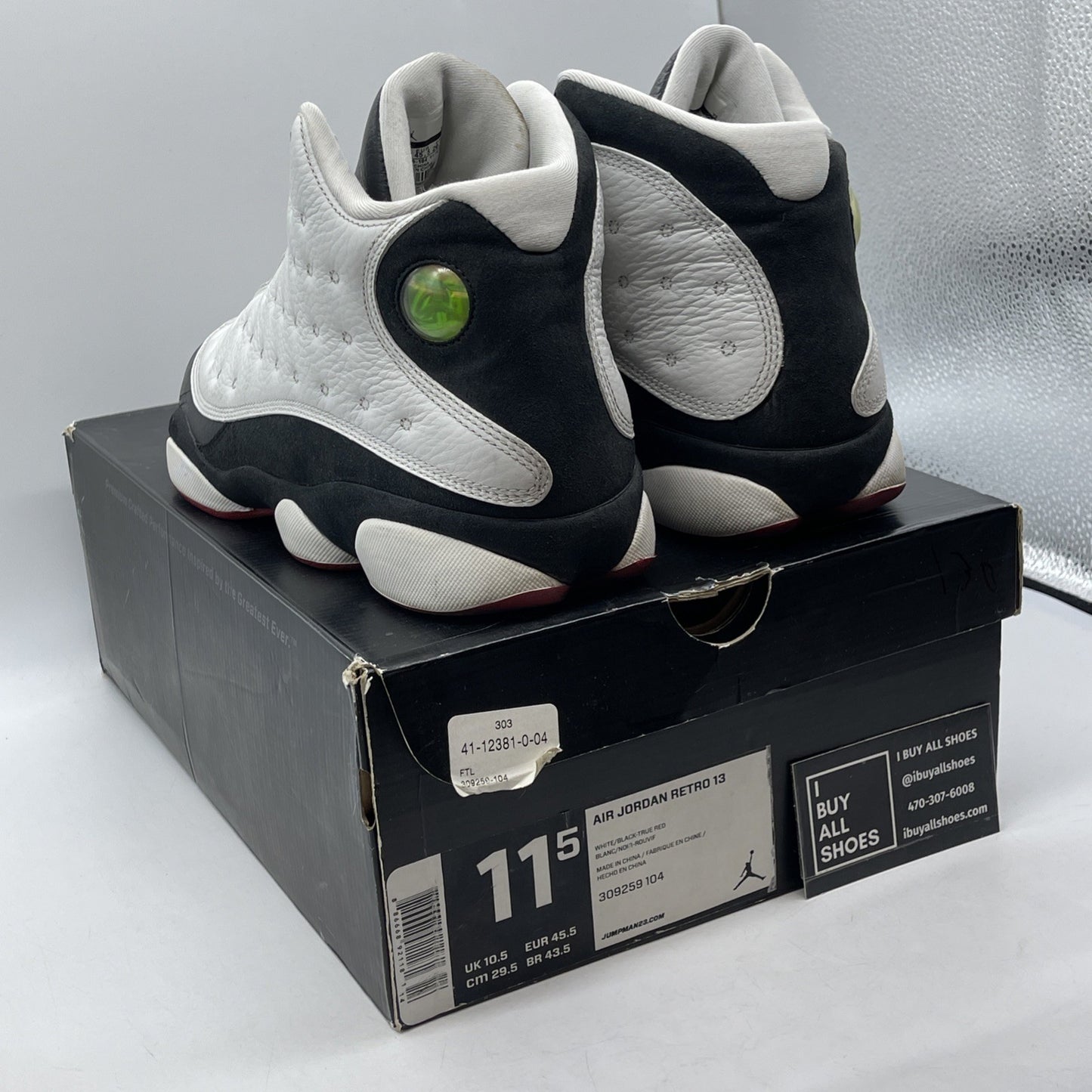 Size 11.5 - Air Jordan 13 Retro 2013 He Got Game Black White Suede (309259-104)