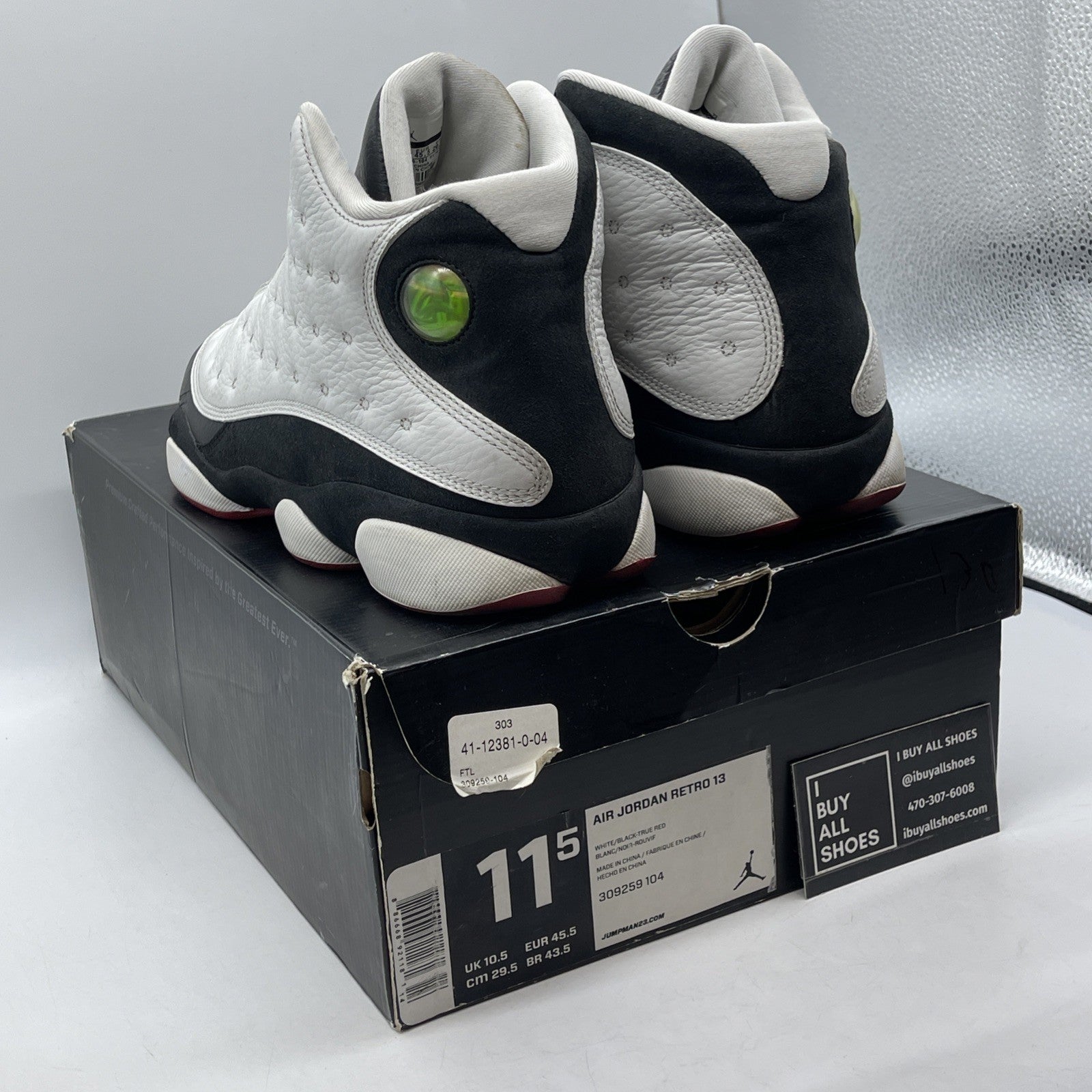 Size 11.5 - Air Jordan 13 Retro 2013 He Got Game Black White Suede (309259-104)
