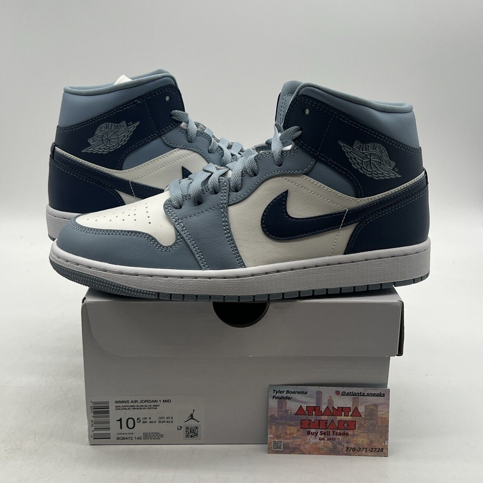 Size 10.5 - Air Jordan 1 Mid Diffused Blue W White Leather (BQ6472-140)