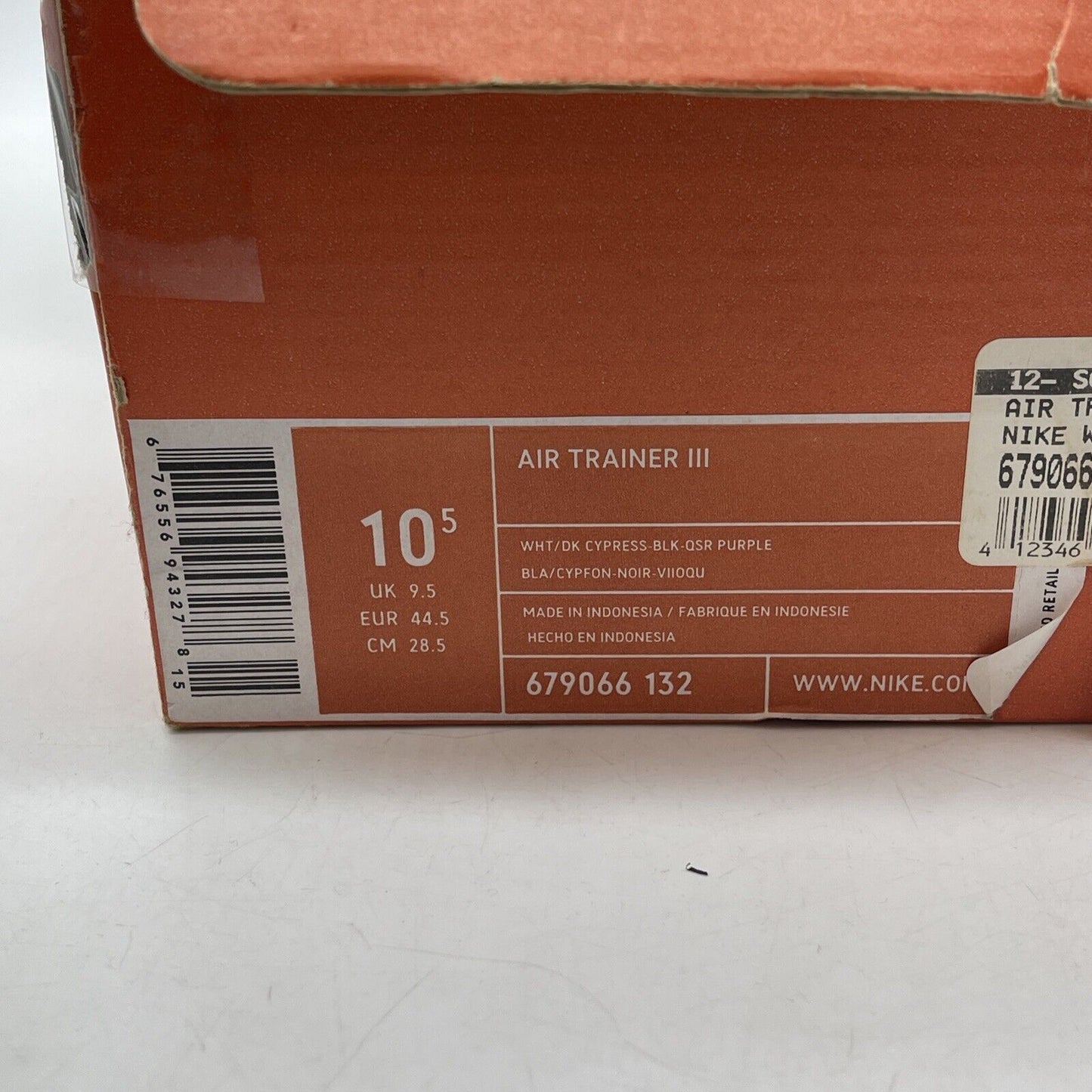 Size 10.5 - Nike Air Trainer 3 White Purple Black Leather (679066-132)