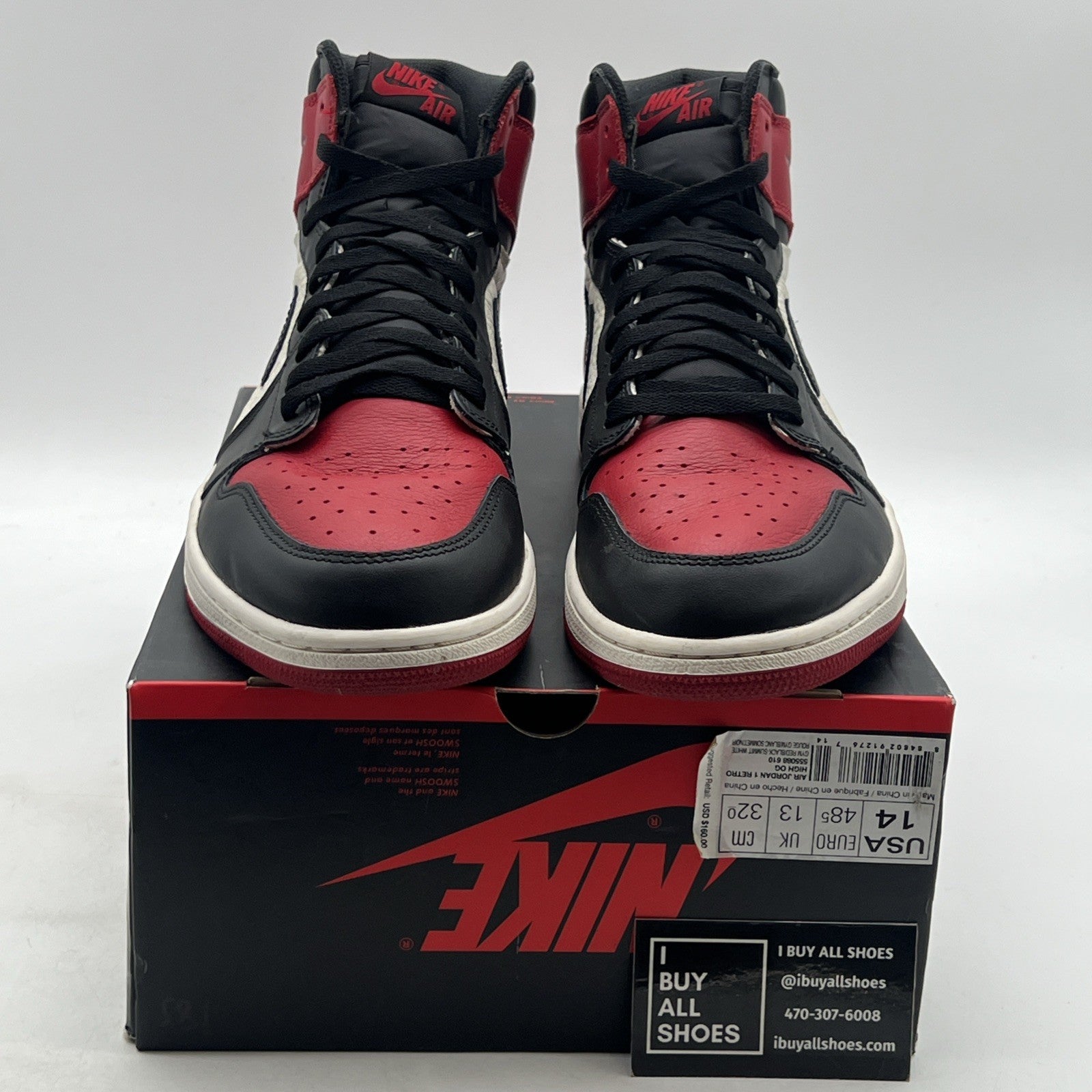 Size 14 - Air Jordan 1 Retro OG High Bred Toe (555088-610)