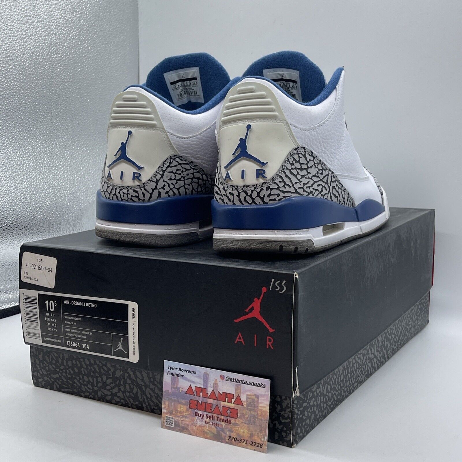 Size 10.5 - Air Jordan 3 Retro 2011 True Blue White Leather Suede (136064-104)