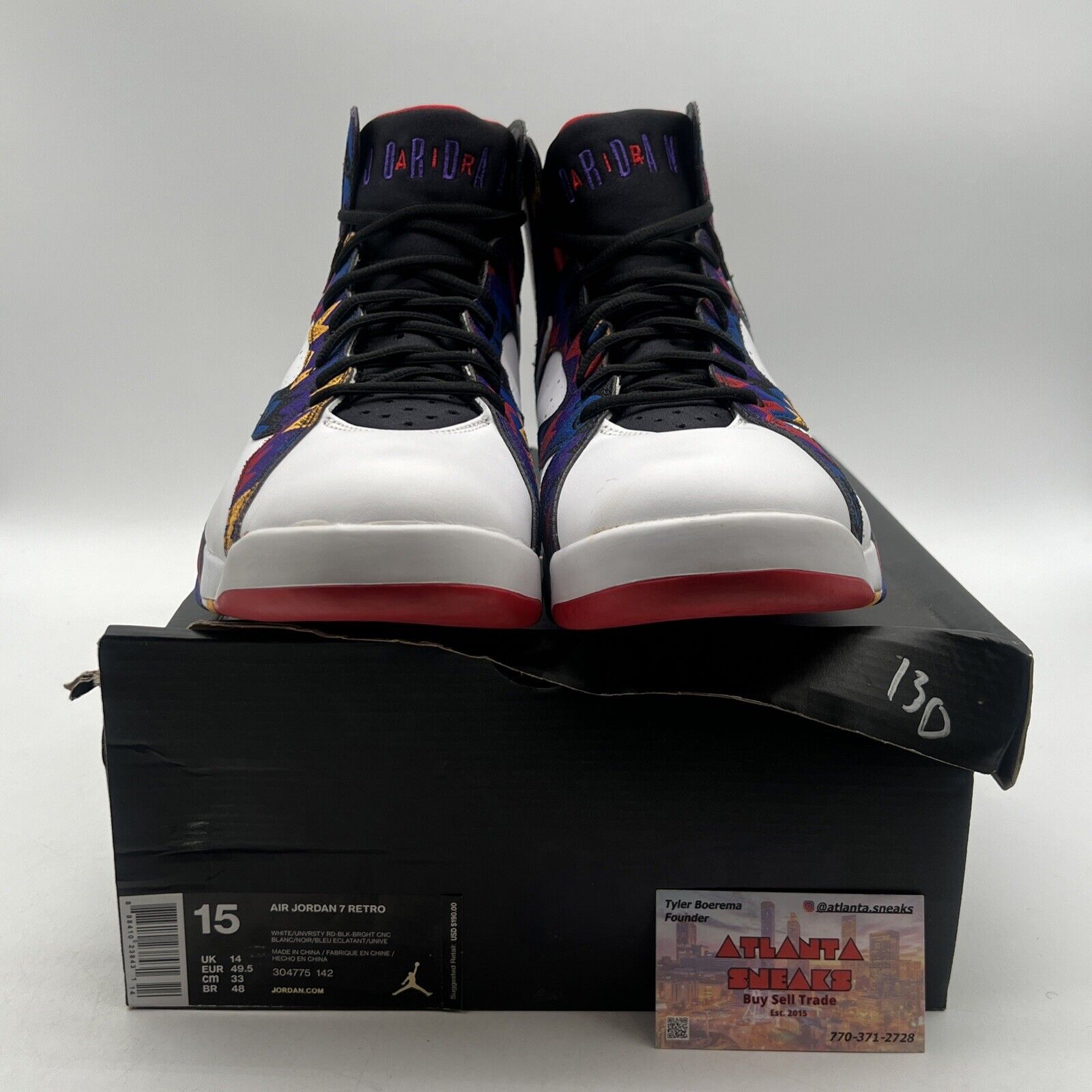 Size 15 - Air Jordan 7 Retro Sweater Purple Red White Yellow (304775-142)