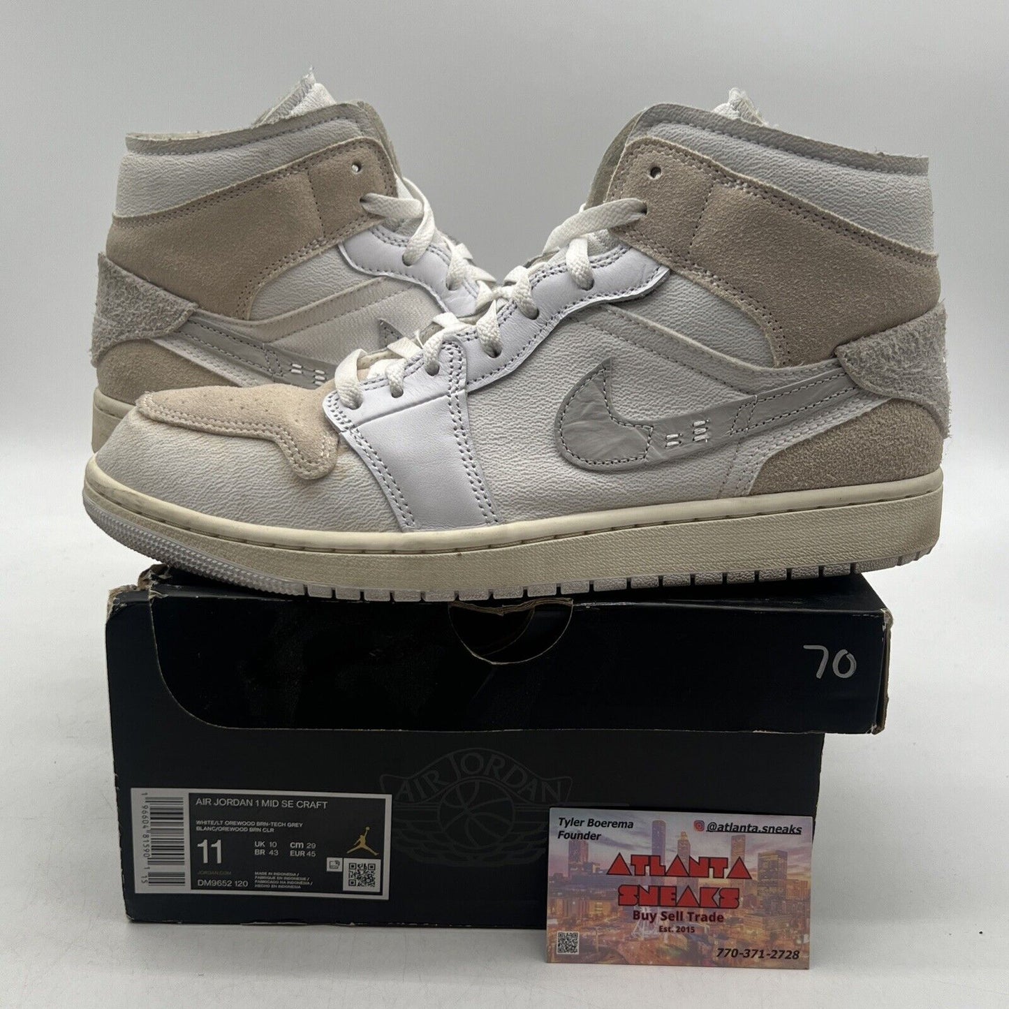 Size 11 - Air Jordan 1 SE Craft Mid Inside Out - White Sail Grey (DM9652-120)