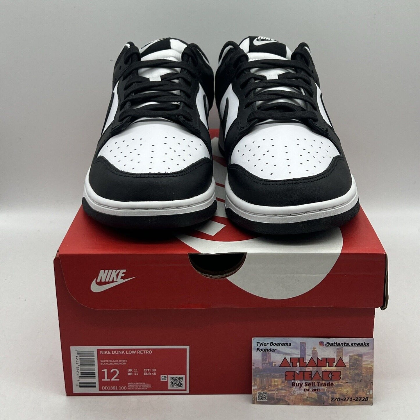 Size 12 - Nike Dunk Low Black White Brand New Og All