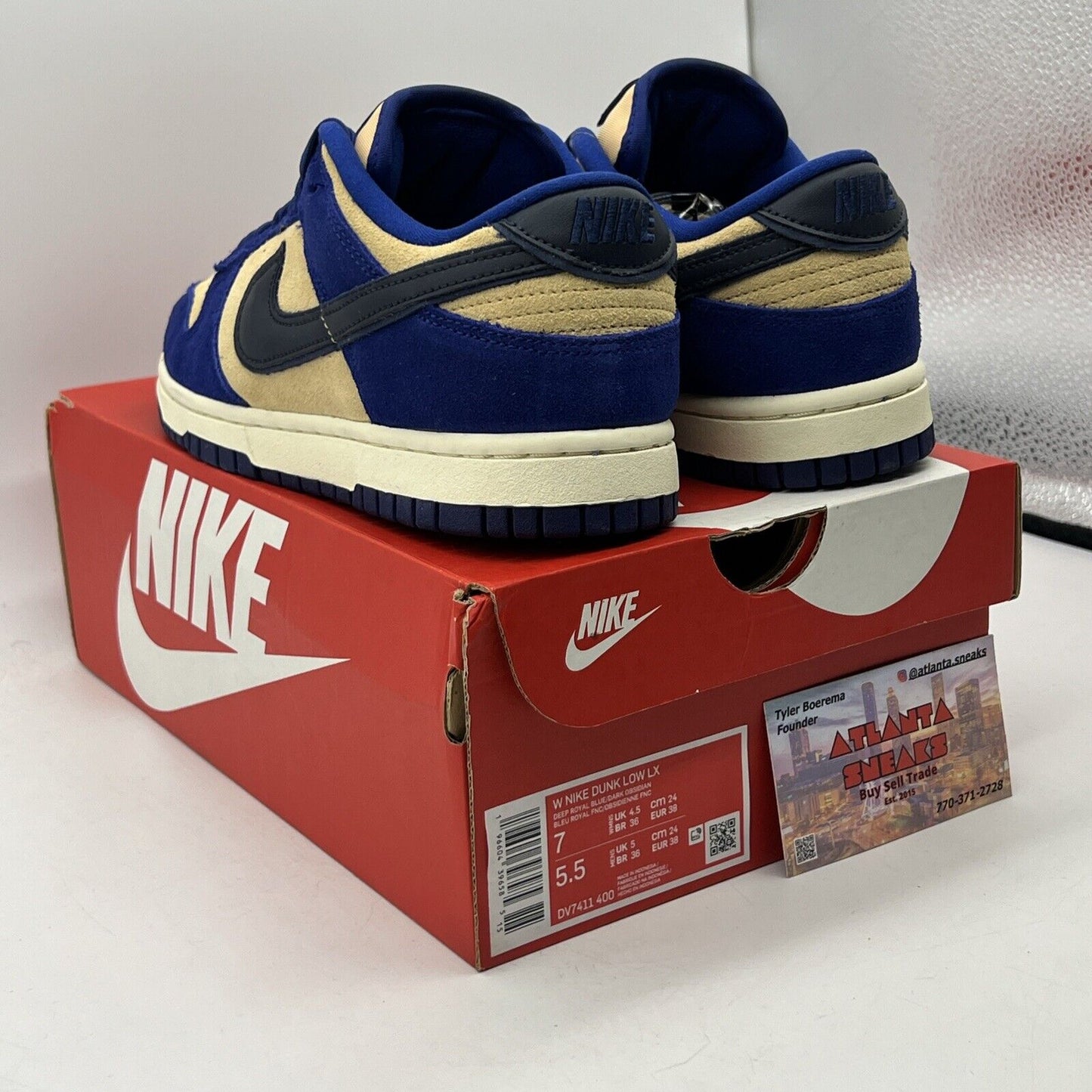 Size 7 - Nike Dunk LX Blue Suede W Blue Tan Suede White Black (DV7411-400)