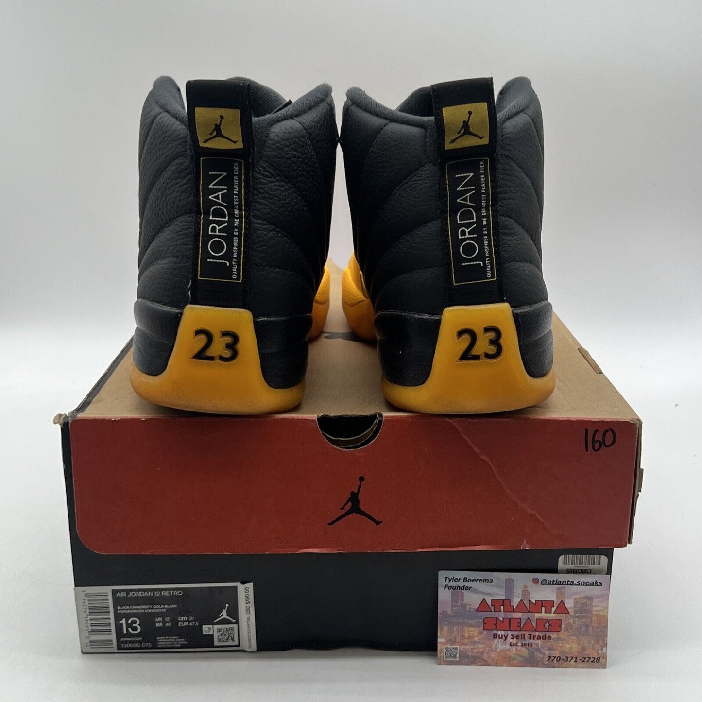 Size 13 - Jordan 12 Retro University Gold 2020 Black Yellow Leather (130690-070)