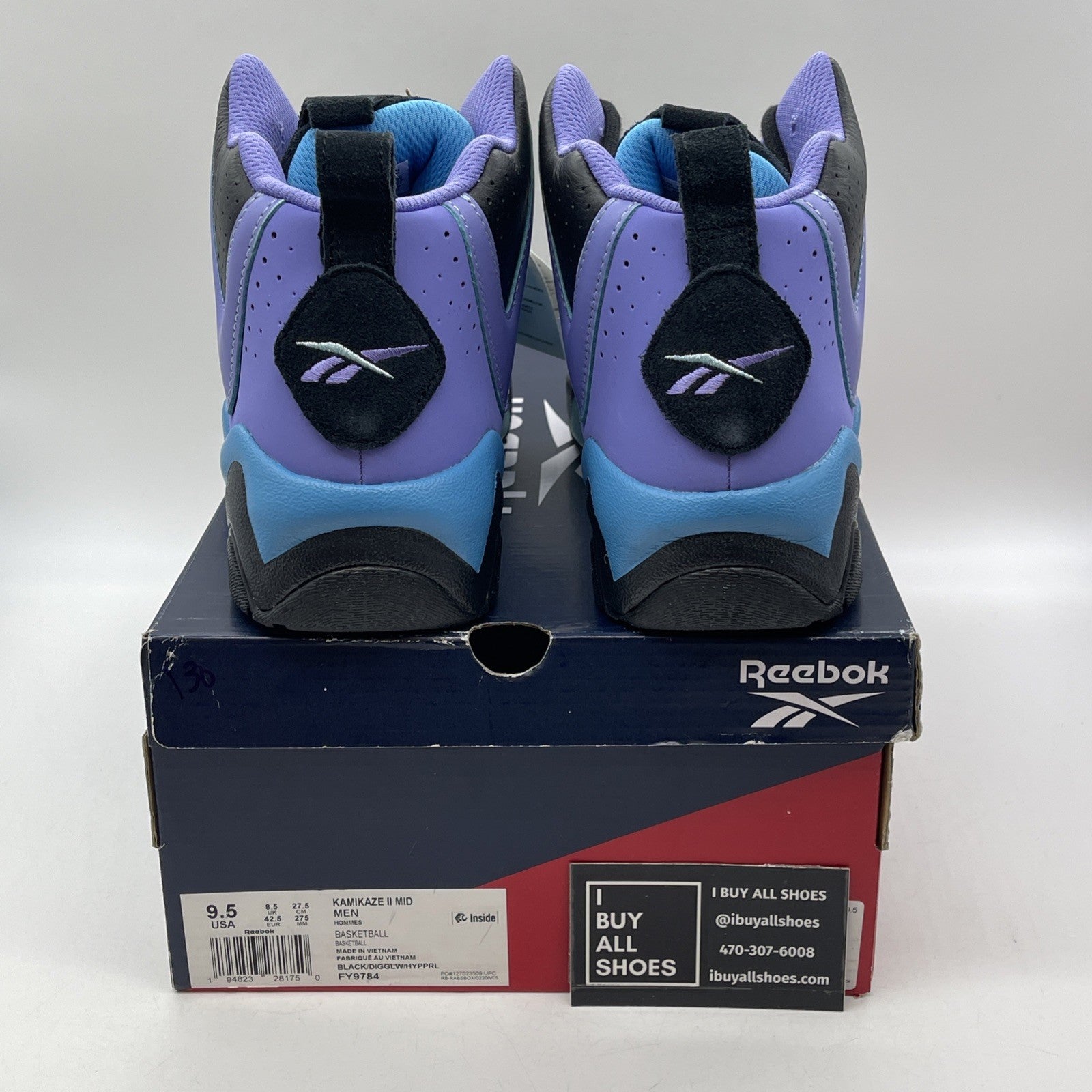 Size 9.5 - Reebok Kamikaze 2 Mid Ombre Pack - Digital Glow Purple (FY9784)
